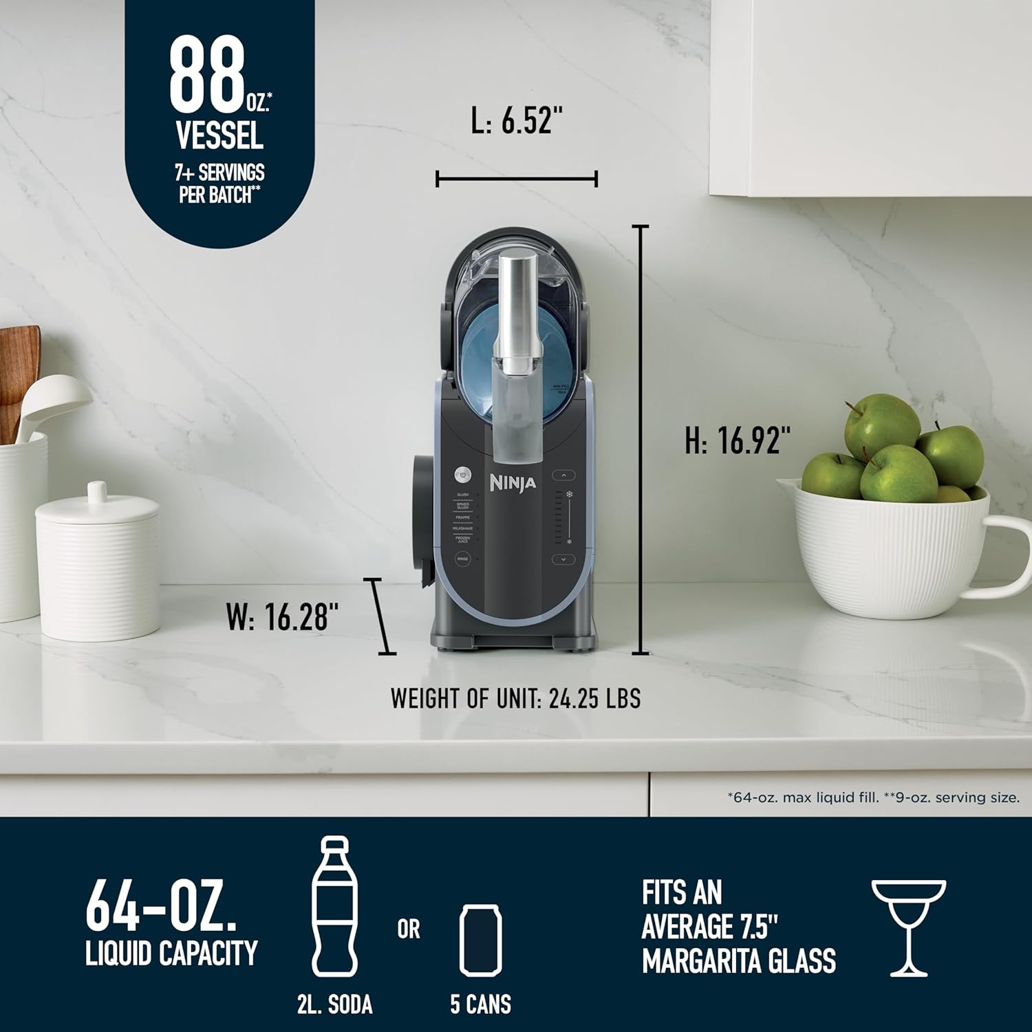 Ninja SLUSHi Frozen Drink & Slushie Machine with RapidChill Technology | 88 oz. Easy Fill Vessel | 5 Preset Programs | Make Margaritas, Frappés, & More | With Dishwasher Safe Parts | Black | FS301 - Image 10