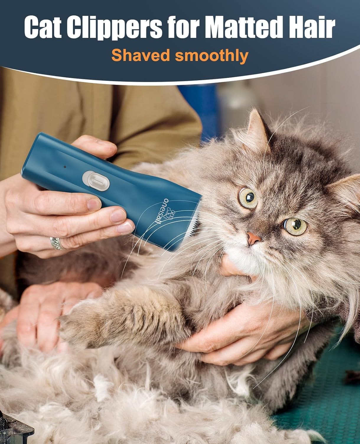 oneisall Pet Clipper for Cat Matted Hair, Pet Shaver for Cats Quiet Pet Clippers Waterproof Cordless Cat Clippers for Matted Long Hair with Storage Bag (Green) - Image 2
