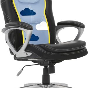 Serta Amplify Executive Office Chair with Faux Leather and Mesh, Adjustable Ergonomic Comfy Seat with Lumbar Support, Modern Computer DeskChairs, Swivel Rolling Wheels, Black