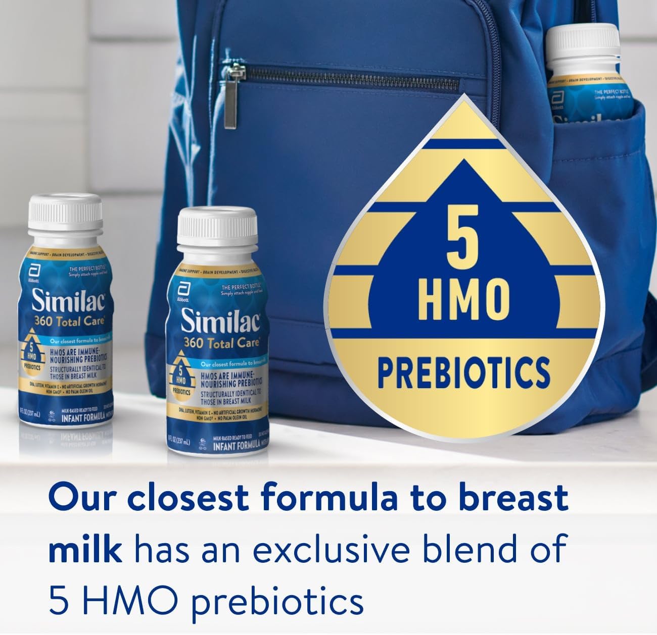 Similac 360 Total Care Infant Formula, Has 5 HMO Prebiotics, Our Closest Prebiotic Blend to Breast Milk, Non-GMO, Baby Formula, Ready to Feed, 8-fl-oz Bottle, Pack of 24 - Image 2