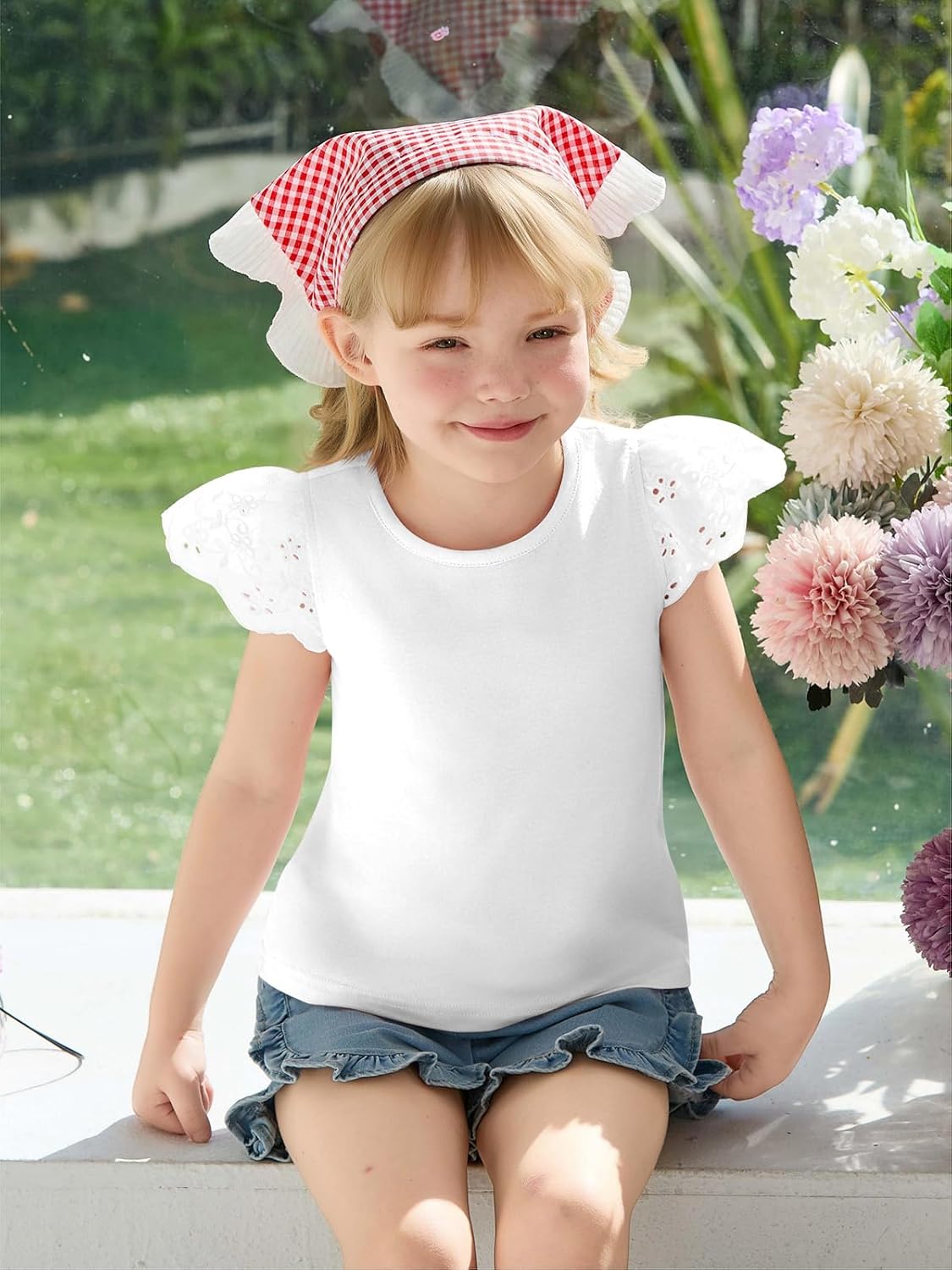 Haloumoning Toddler Baby Girl Ruffle Short Sleeve T Shirts Kids Crew Neck Casual Tops Blouses Basic Tee 9M-8Y - Image 2