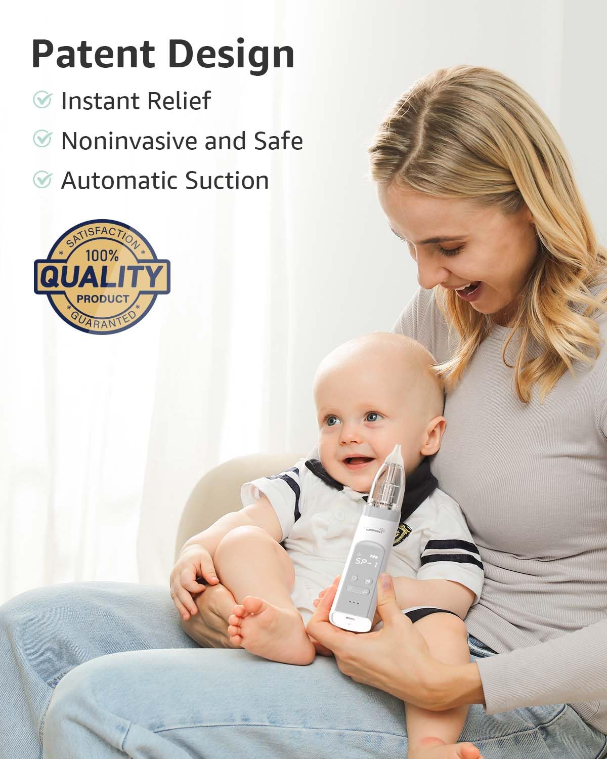 GROWNSY Nasal Aspirator for Baby, Electric Baby Nose Sucker with Larger Suction Chamber and More Powerful Suction, Automatic Nose Cleaner with Music and Light Soothing Function - Image 5