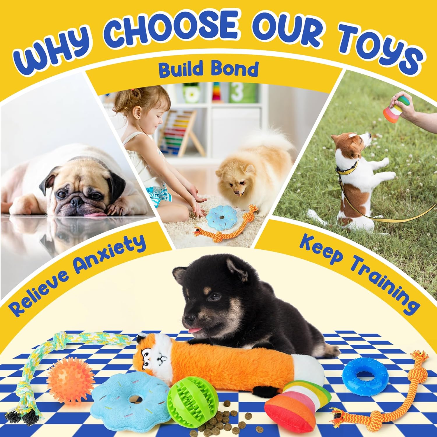 Puppy Toys for Teething, 9 Pack Interactive Dog Toys for Small Dogs, Puppy Chew Toys for Boredom with Rope Toys, Treat Ball and Cute Squeaky Toys - Image 7