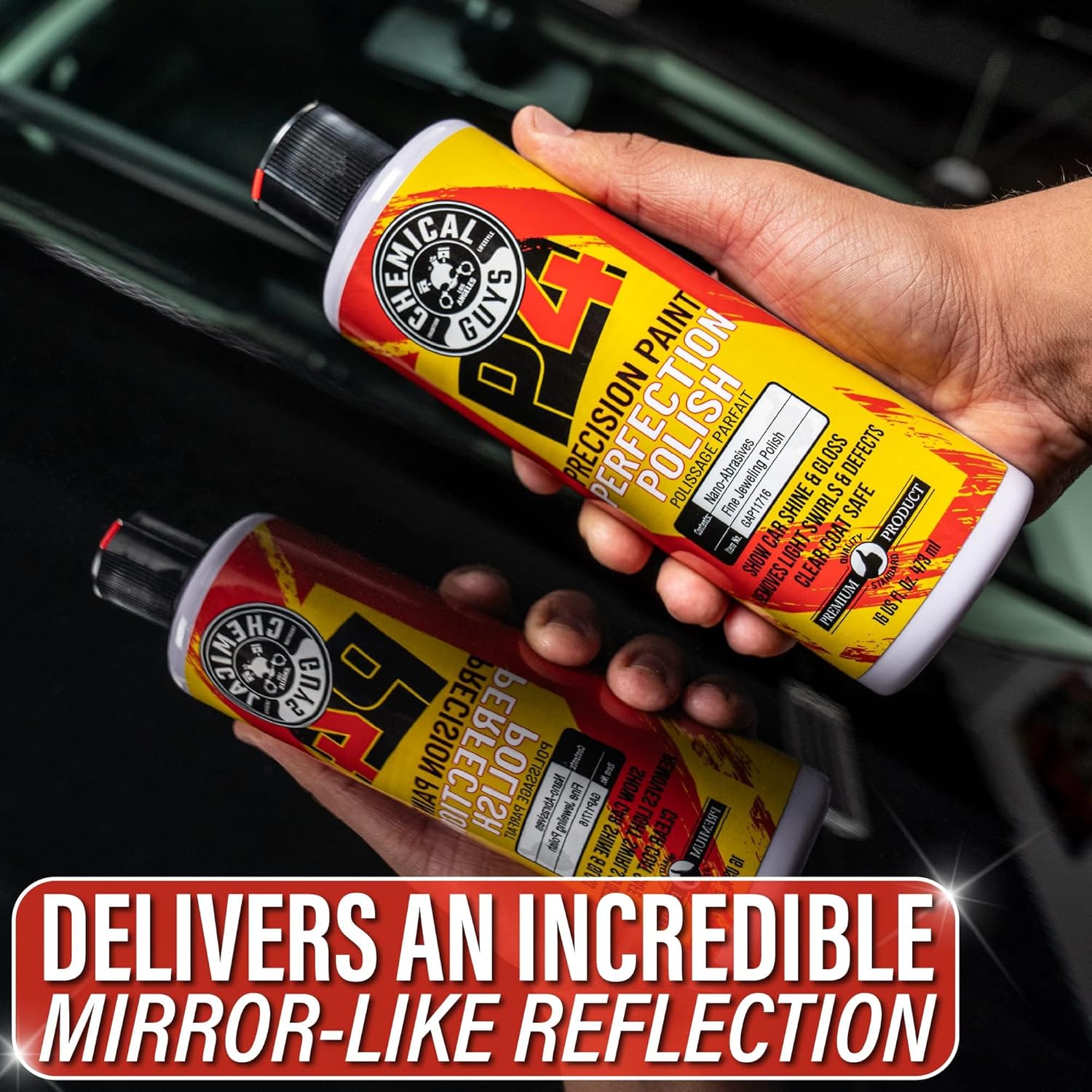 Chemical Guys C4 & P4 Clear Cut Correction Compound and Precision Paint Perfection Polish Combo - Removes Scratches, Swirls, Towel Marks, and Etching, Restores Gloss, Polishing Kit - 2 x 16 oz - Image 5