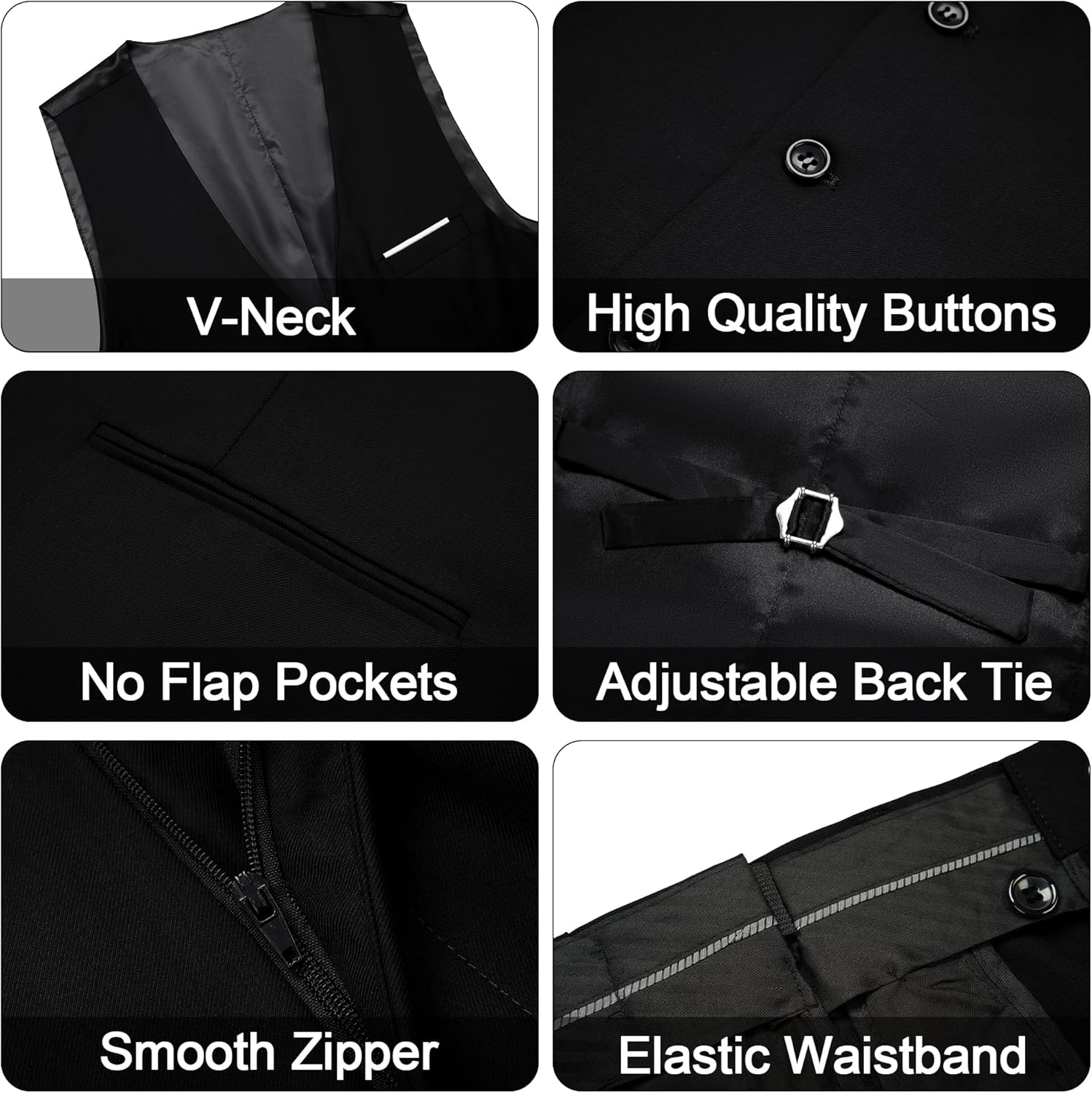 MAGE MALE Men's 3 Pieces Suit Elegant Solid One Button Slim Fit Single Breasted Party Blazer Vest Pants Set - Image 9