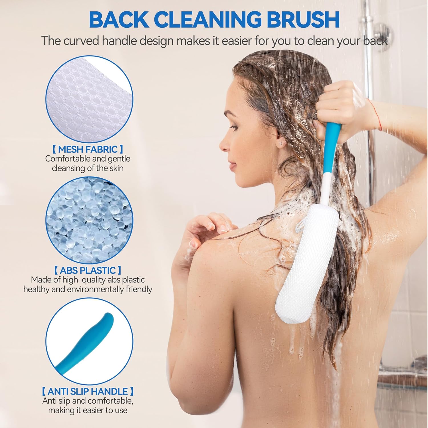 Wefaner Toilet Aids Set for Wiping - Long Handle Butt Wiper, Anti-Slip Curved Handle Bath Body Brush and Curve Hair Brush for People Overweight, Elderly and Disabled People(3PCS Personal Hygiene Kit) - Image 5