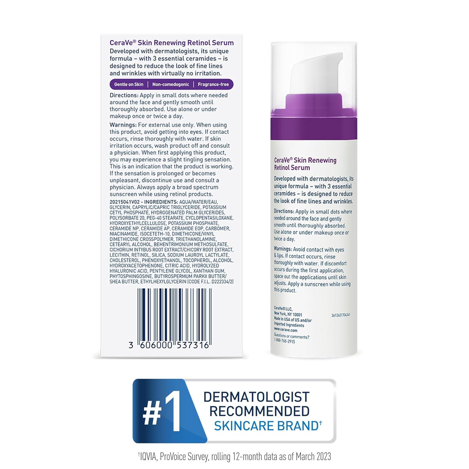 CeraVe Anti Aging Retinol Serum For Face, Encapsulated Retinol With Hyaluronic Acid, Niacinamide & Ceramides, Smooths Wrinkles & Fine Lines, Gentle Skin Brightening Serum, Fragrance Free, 1 Oz - Image 9