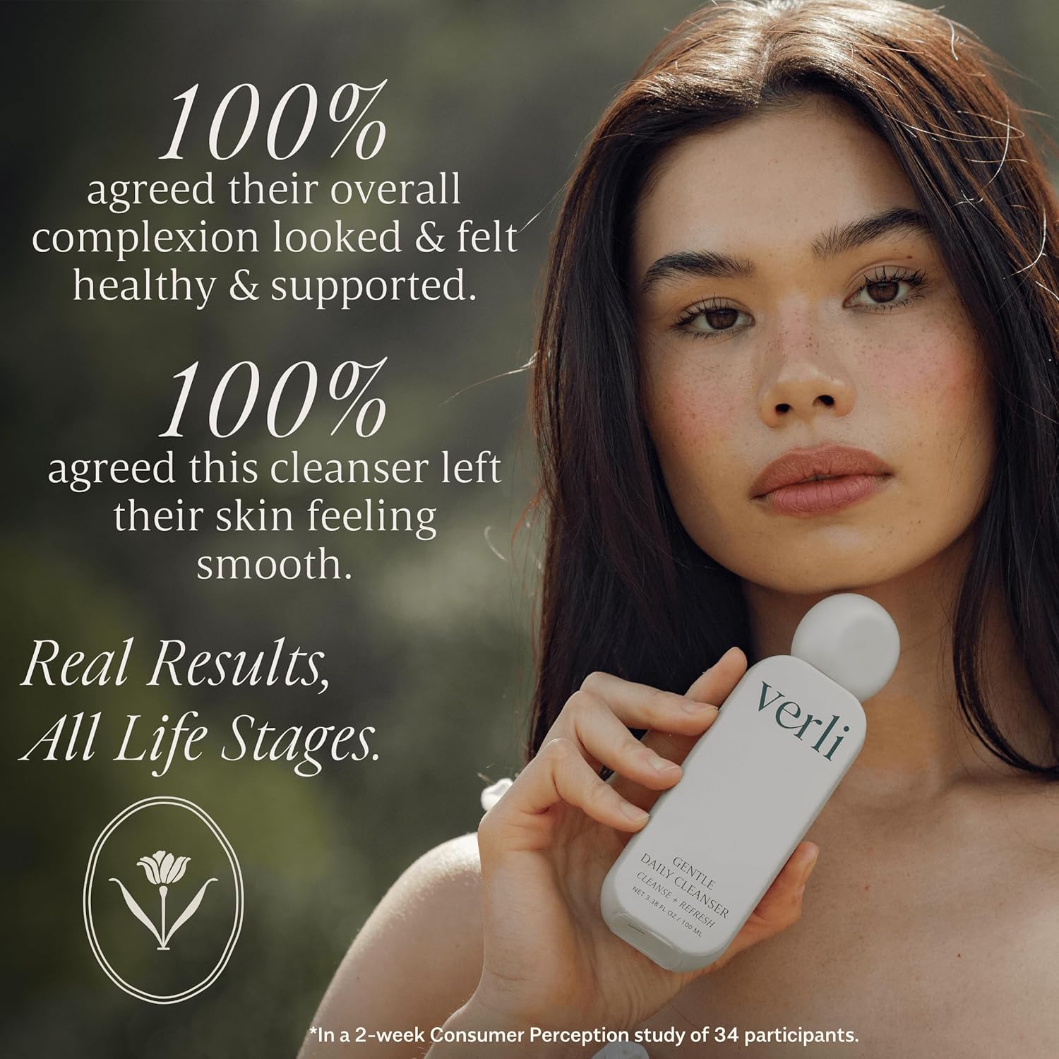 Verli Gentle Daily Cleanser | Hydrating Botanical Face Wash for Sensitive & Dry Skin | Non-Stripping Purifying Skincare for Daily Use | Clean Beauty, 3.38 fl oz - Image 2