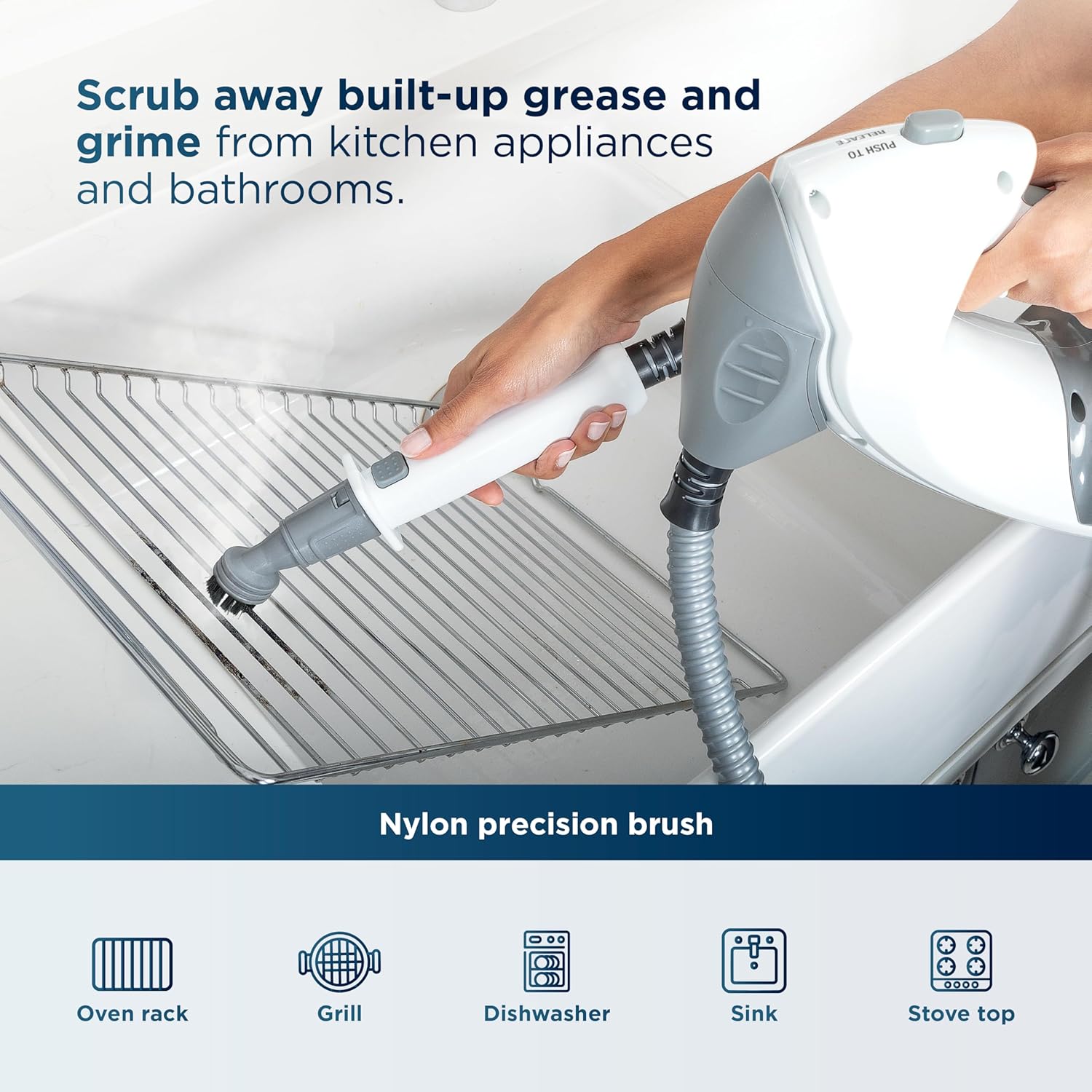 Shark Lift-Away 5-in-1 Steam Mop with Detachable Handheld Steam Cleaner, for Whole Home Cleaning including Sealed Hard Floors, Kitchens, Bathrooms, Upholstery, Cars, Grout & more, Blueberry, S3972BRN - Image 9