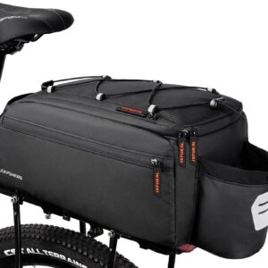 JXFUKAL Bike Bags for Bicycle Rear rack, 13L Supportive Bike Rack Bag Built-in Rigid side & Base Panel, Waterproof Reflective Ebike Trunk Pannier Saddle Seat Bag Carrier for Commuter Travel Outdoor