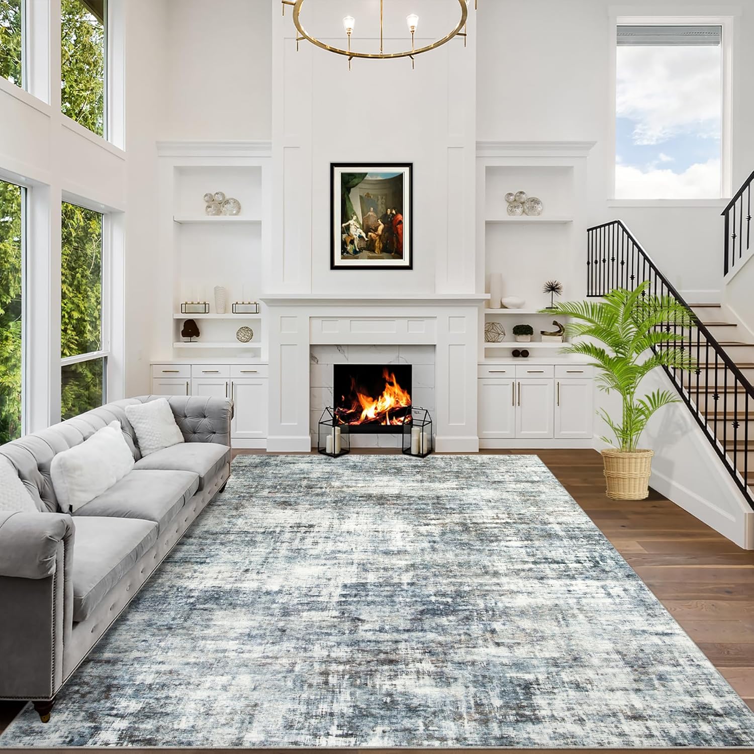 8×10 Area Rugs Washable Rug: Large Modern Abstract Living Room Rug Soft Anti-Skid Thin Carpet Indoor Floor Non-Shedding Carpets for Bedroom Dining Room Farmhouse Nursery Home Office Blue Multi 8×10 Area Rugs Washable Rug: Large Modern Abstract Living Room Rug Soft Anti-Skid Thin Carpet Indoor Floor Non-Shedding Carpets for Bedroom Dining Room Farmhouse Nursery Home Office Blue Multi