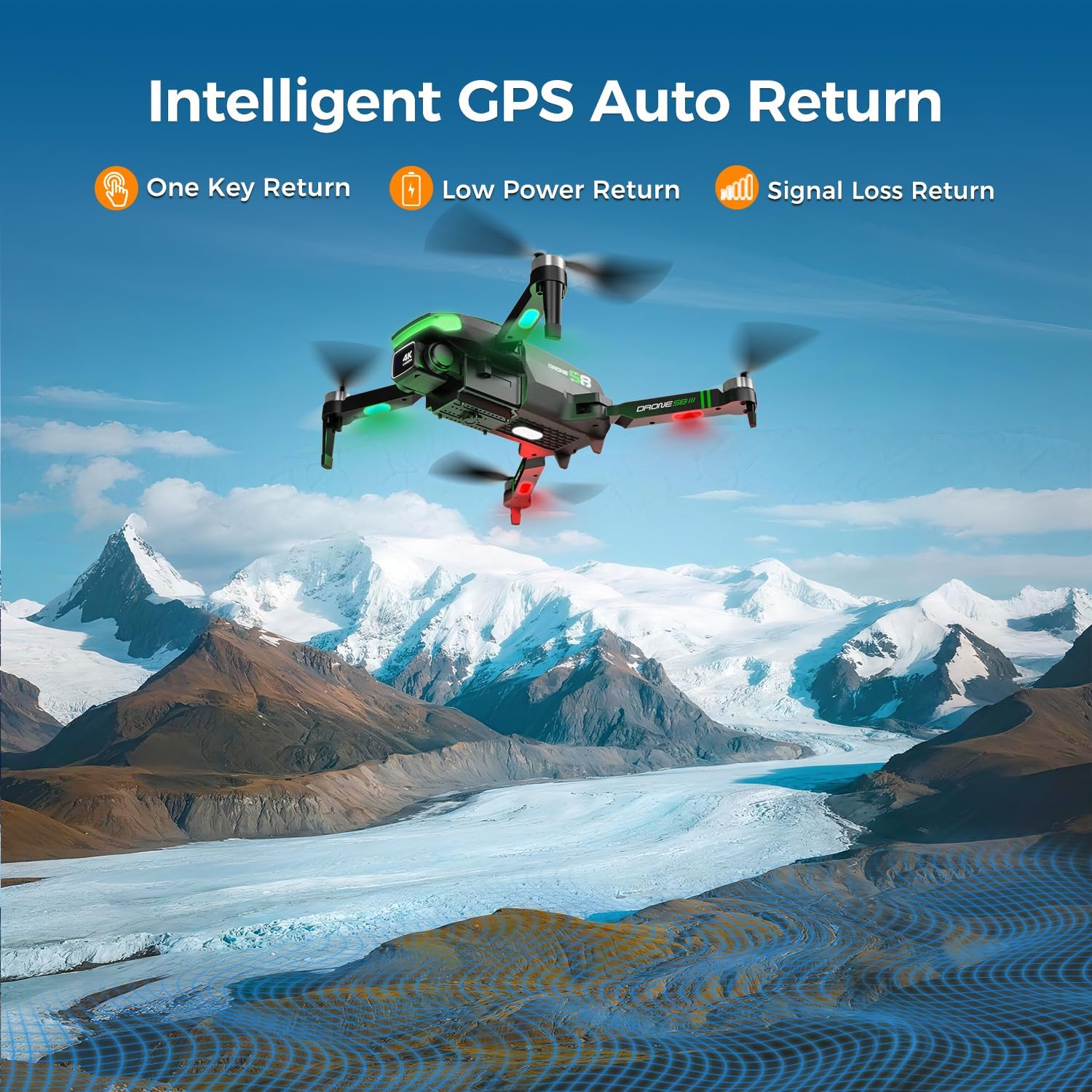 S8 GPS Drones with EIS 4K Camera for Adults kids, 5" Screen on Controller,60 Min Flight Time,Auto Return,Long Range Transmission,Brushless Motor,QuickShots,Foldable and Lightweight Quadcopter with Follow Me,Christmas Toy Birthday Gifts,Under 249g - Image 5