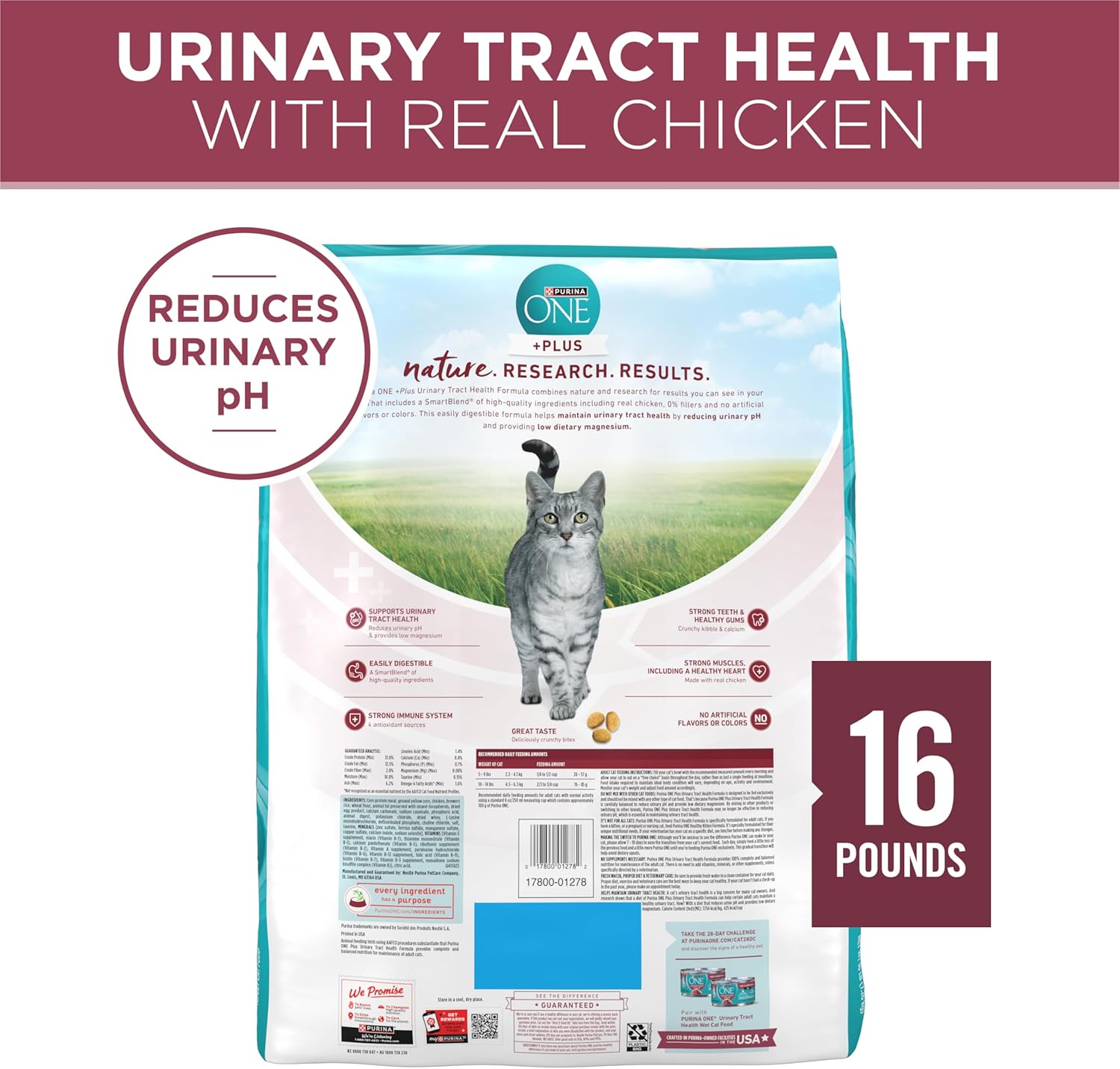 Purina ONE High Protein Dry Cat Food, +Plus Urinary Tract Health Formula - 16 lb. Bag - Image 9