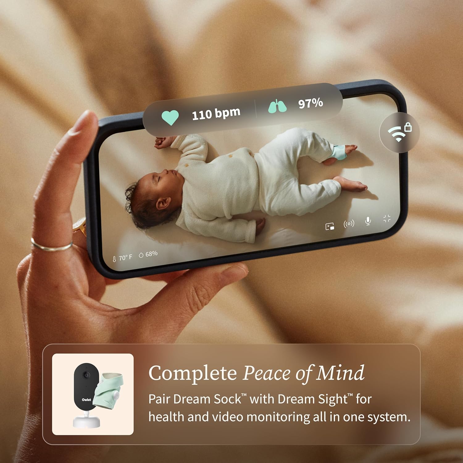 Owlet Dream Sock – Smart Wearable Baby Monitor, Infant SpO2 Monitor Tracks Heart Rate & Oxygen - Parents Receive Alerts, Sleep & Health Insights via App - Dusty Rose - Image 8
