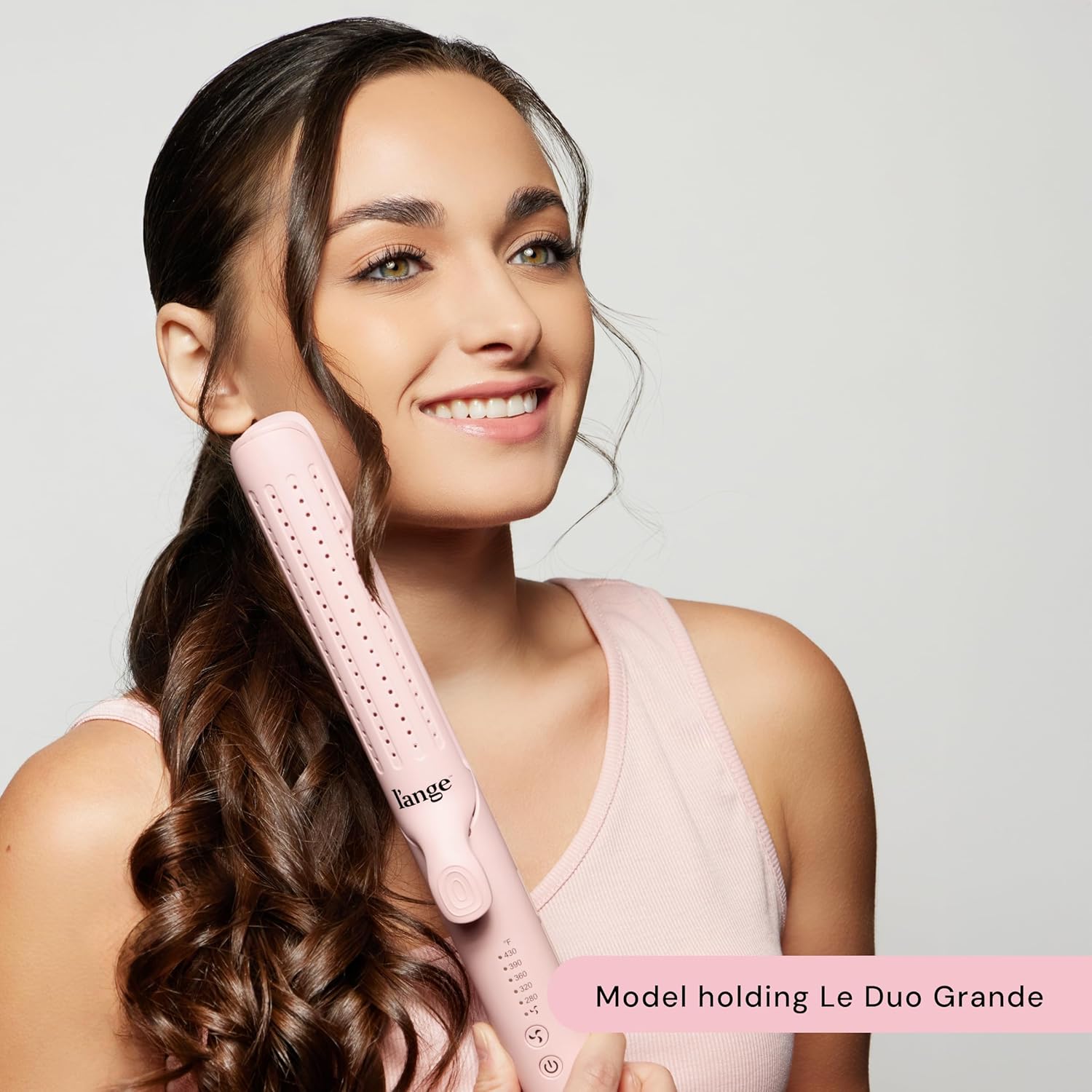 L'ANGE HAIR Le Duo Grande 360° Airflow 2 in 1 Straightener and Curler | 1 Inch Curling Wand & Titanium Flat Iron with 5.3" Plates | Hair Straightener & Curler for Long Hair (Blush) - Image 3