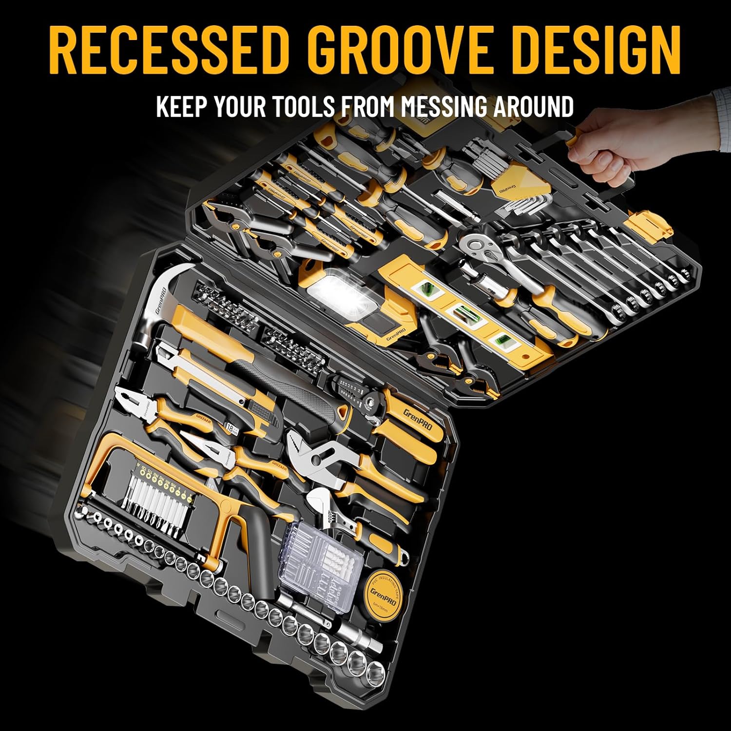 GRENPRO 239PCS Tool Set Tool Kit For Home, Basic Household Automotive Motorcycle Car Tool Kits, Portable Plastic Mechanics Tools Boxes Sets With Organizers And Storage Case For Men Women All Purpose - Image 3