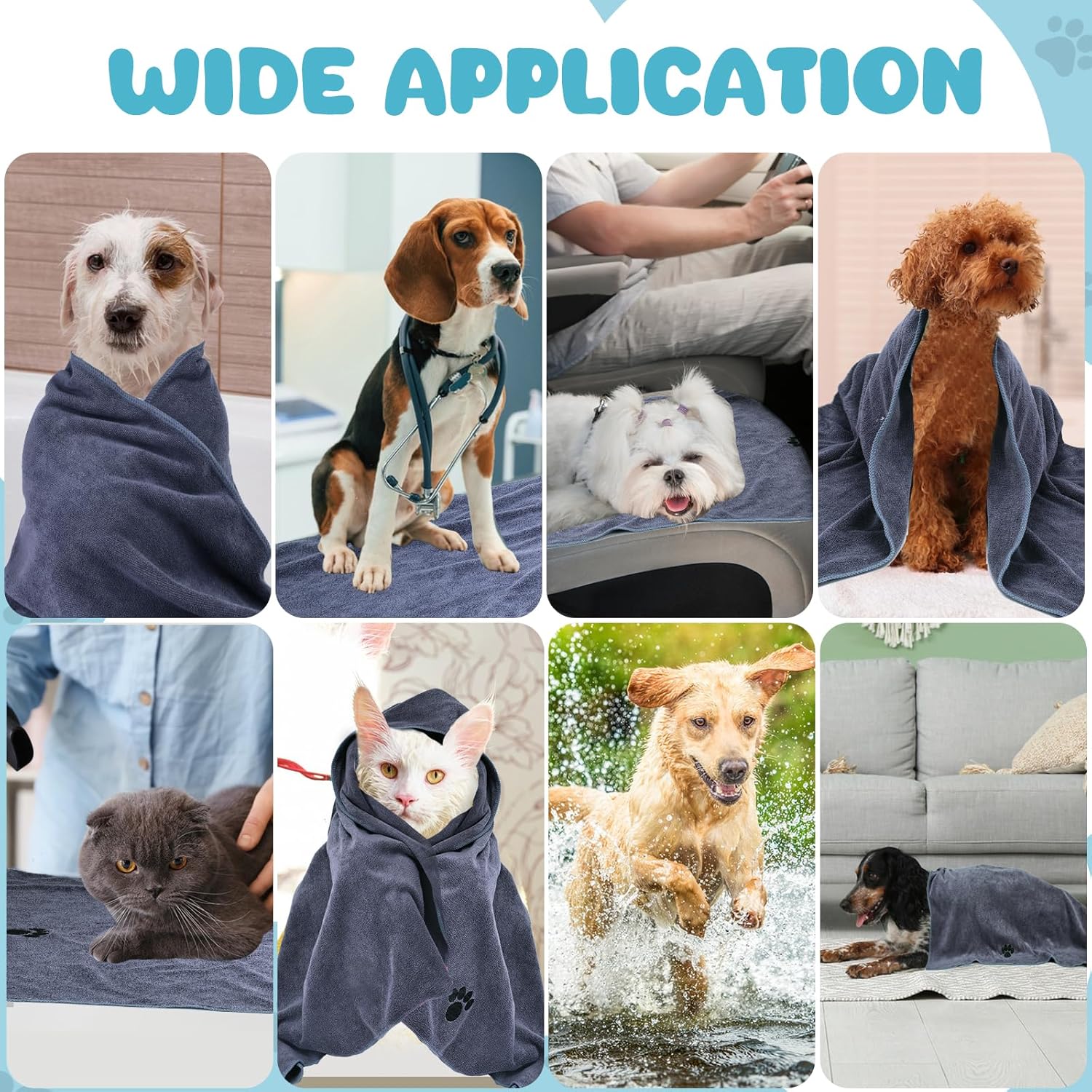 WOUSEDO Microfiber Dog Towels for Drying Dogs,40'' X 23.6'', Super Absorbent and Soft Pet Grooming Towel, Perfect Shower & Bath Supplies for Dogs(2-Pack Grey) - Image 7