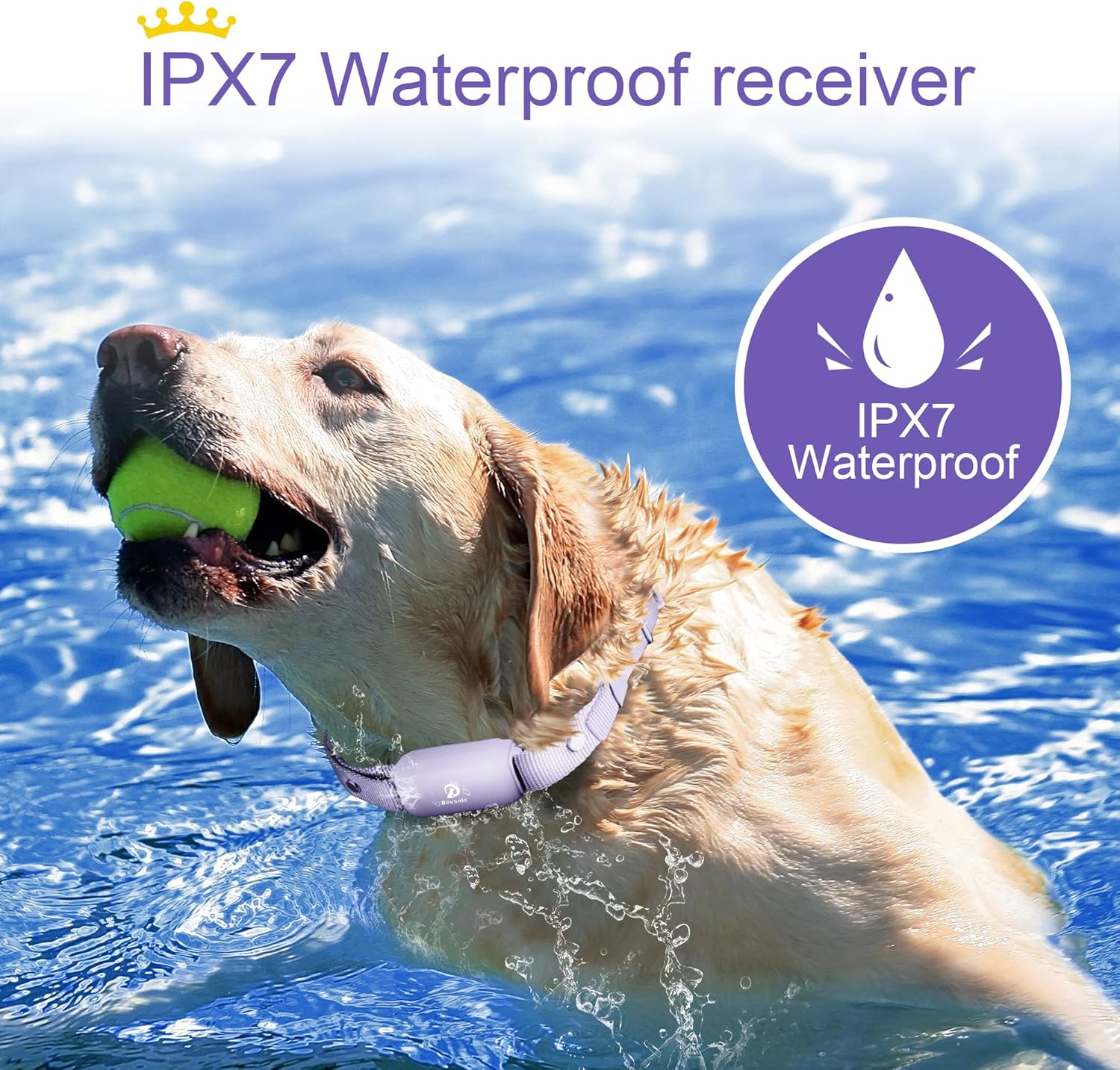 Bousnic Dog Shock Collar for 2 Dogs - (8-120lbs) Waterproof Rechargeable Electric Dog Training Collar with Remote for Small Medium Large Dogs with Beep Vibration Safe Shock Modes(Purple) - Image 3
