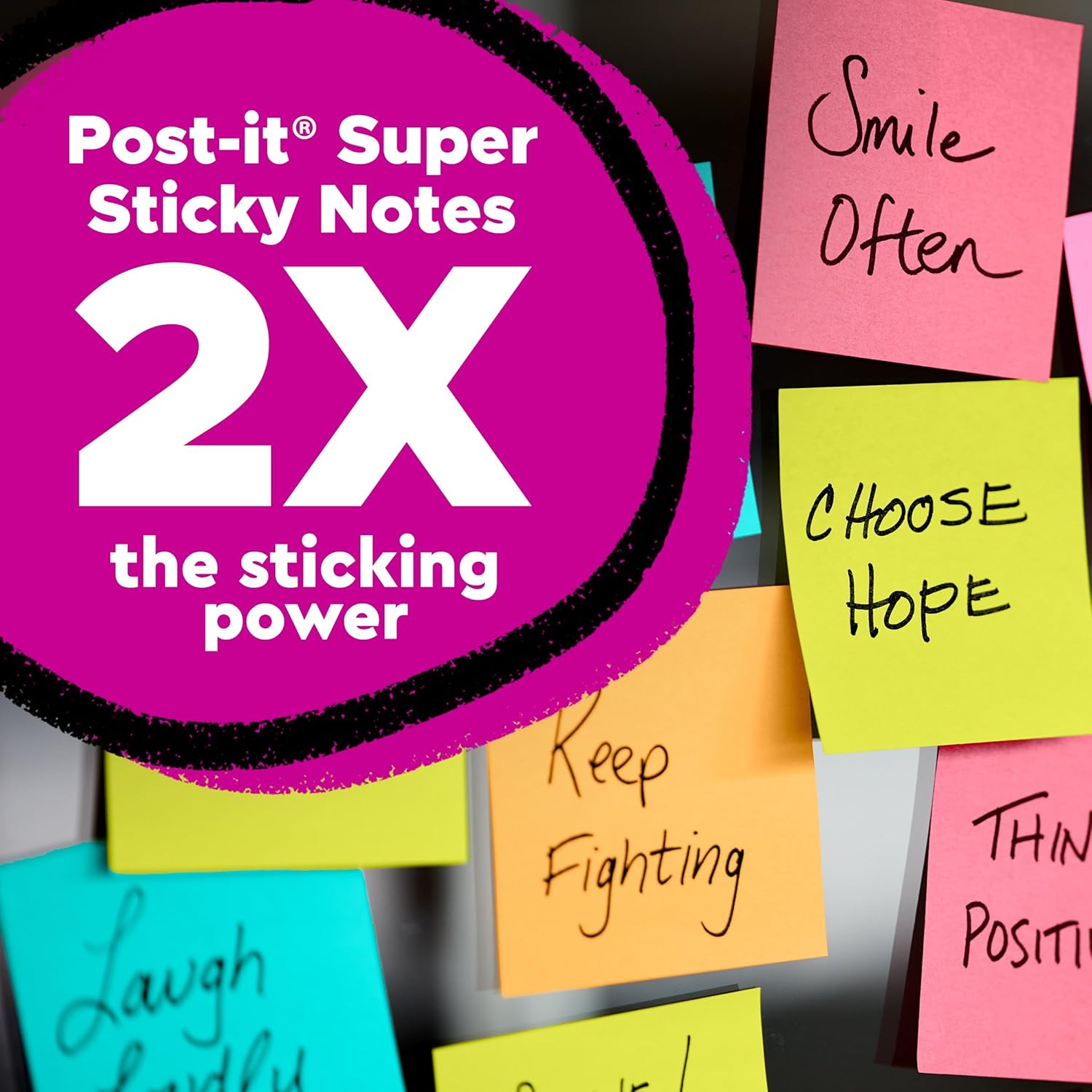 Post-it Super Sticky Notes, 12 Sticky Note Pads, 3 x 3 in., School Supplies, Office Products, Sticky Notes for Vertical Surfaces, Monitors, Walls and Windows, Canary Yellow, 840 Total - Image 3