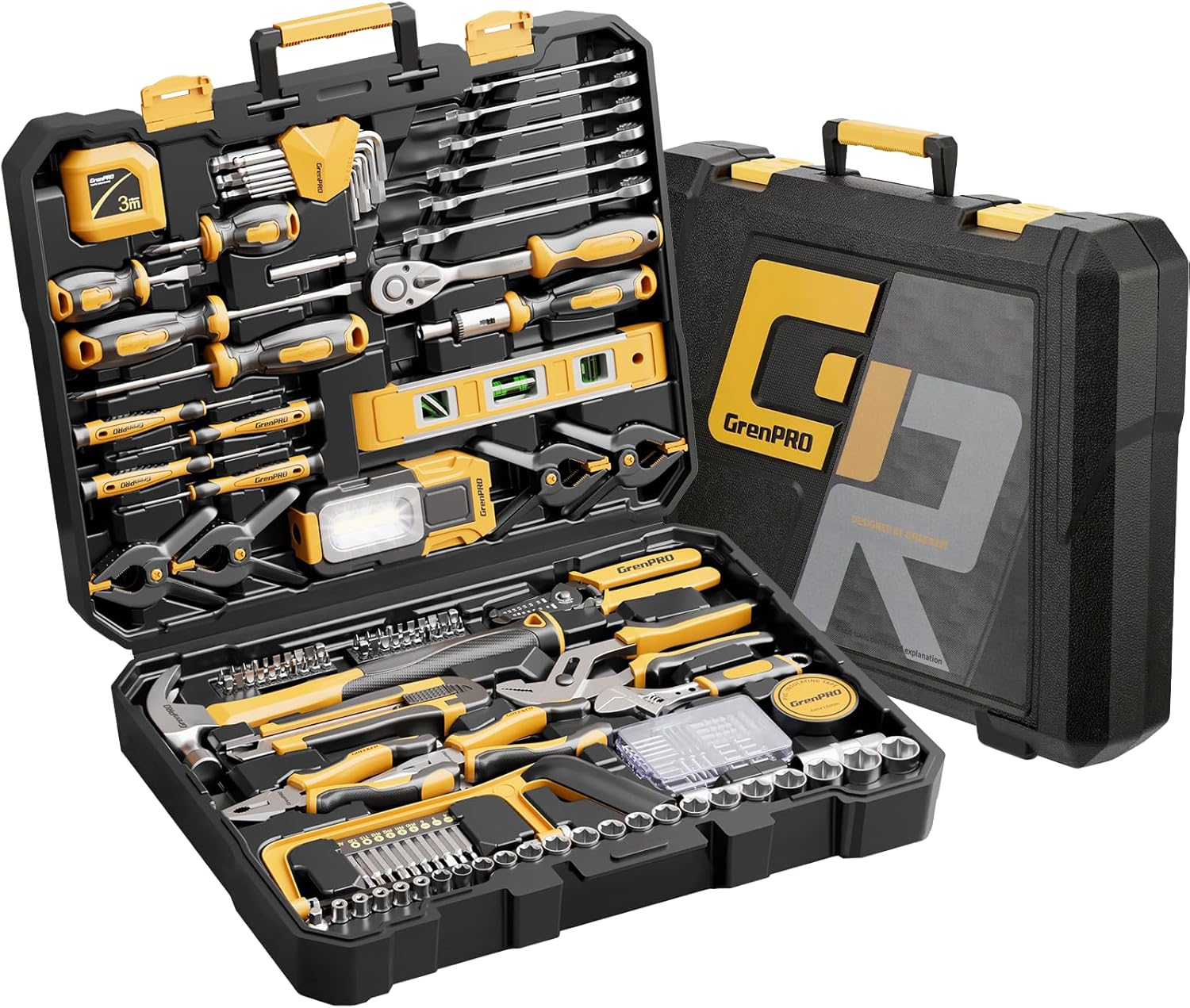 GRENPRO 239PCS Tool Set Tool Kit For Home, Basic Household Automotive Motorcycle Car Tool Kits, Portable Plastic Mechanics Tools Boxes Sets With Organizers And Storage Case For Men Women All Purpose