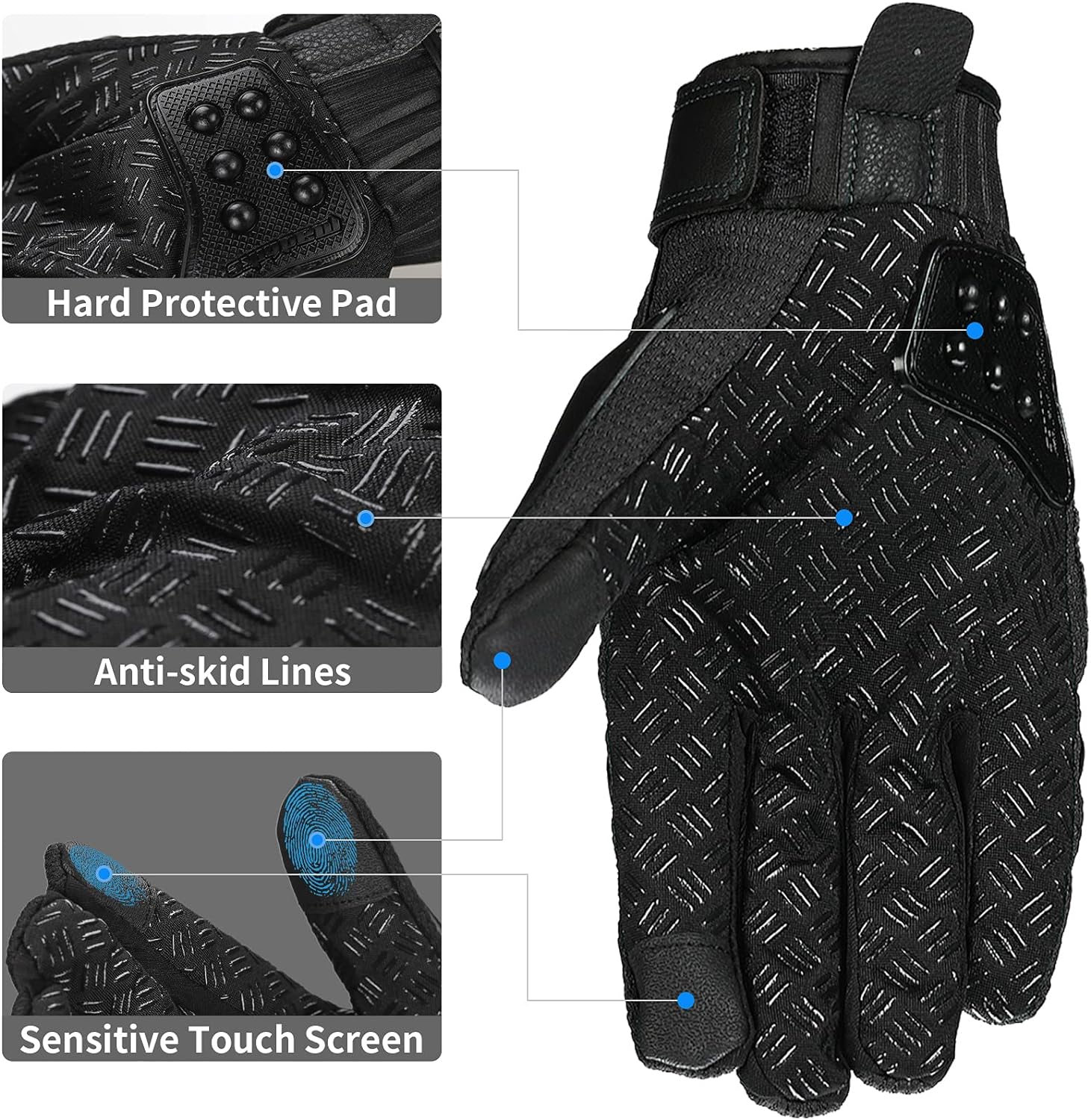 ILM Alloy Steel Touchscreen Bicycle Motorcycle Motorbike Powersports Racing Glove - Image 3