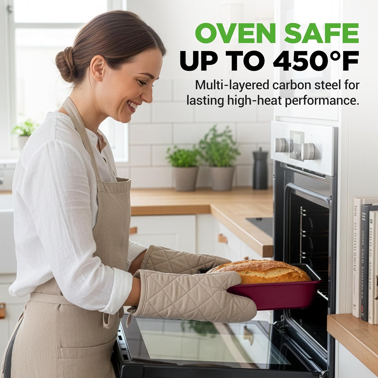 NutriChef 8-Piece Nonstick Stackable Bakeware Set - PFOA, PFOS, PTFE Free Baking Pan Set w/Non-Stick Coating, 450°F Oven Safe, Round Cake, Loaf, Muffin, Wide/Square Pans, Cookie Sheet (Plum) - Image 3