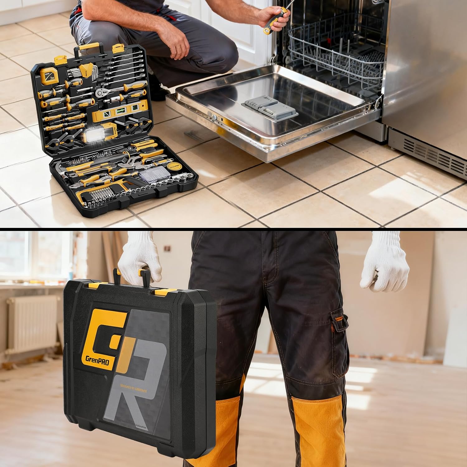 GRENPRO 239PCS Tool Set Tool Kit For Home, Basic Household Automotive Motorcycle Car Tool Kits, Portable Plastic Mechanics Tools Boxes Sets With Organizers And Storage Case For Men Women All Purpose - Image 7