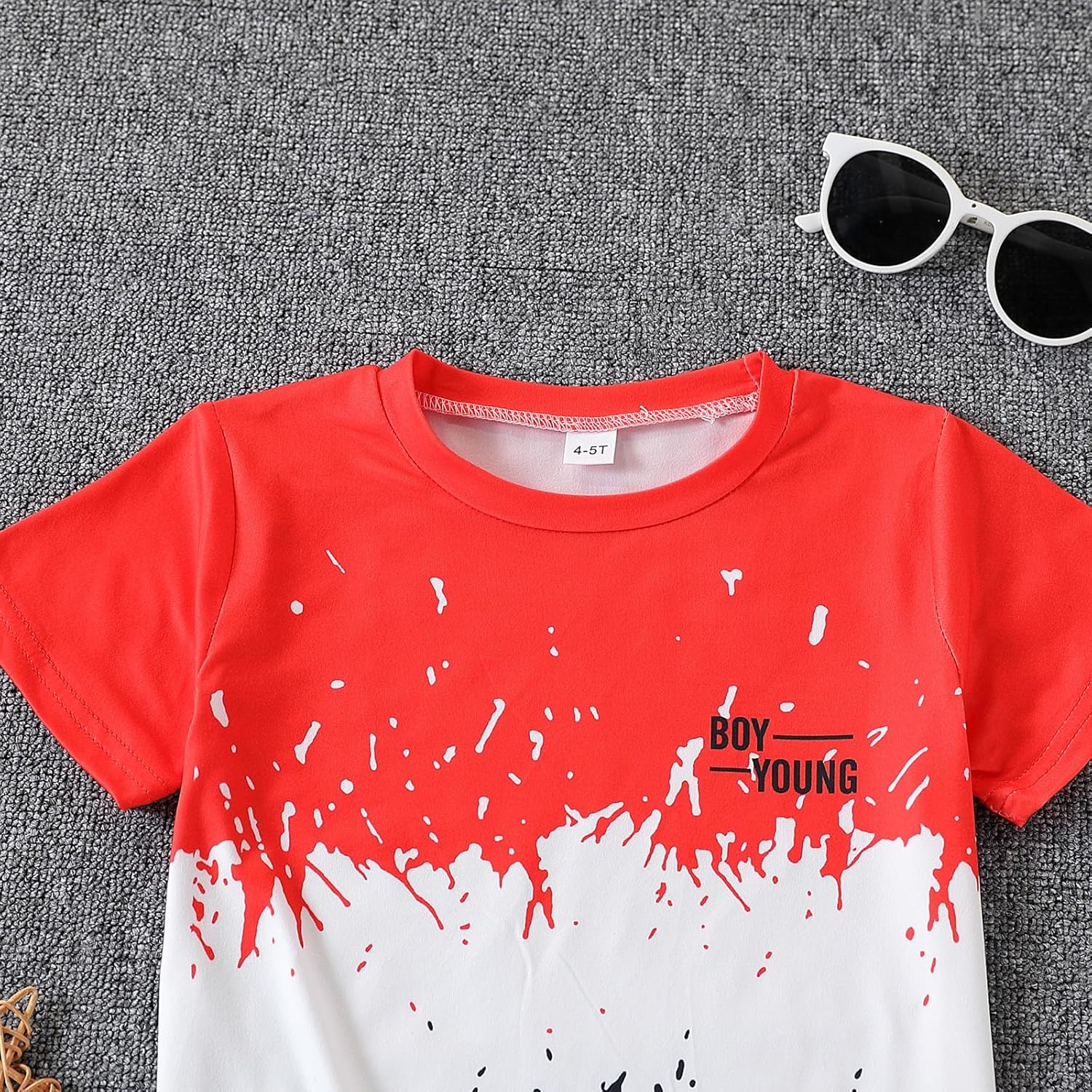 Kids Tween Boy Casual Clothing Set Letter Graphic Colorblock Tee +Shorts Summer Clothing Set 4-14 Years - Image 6