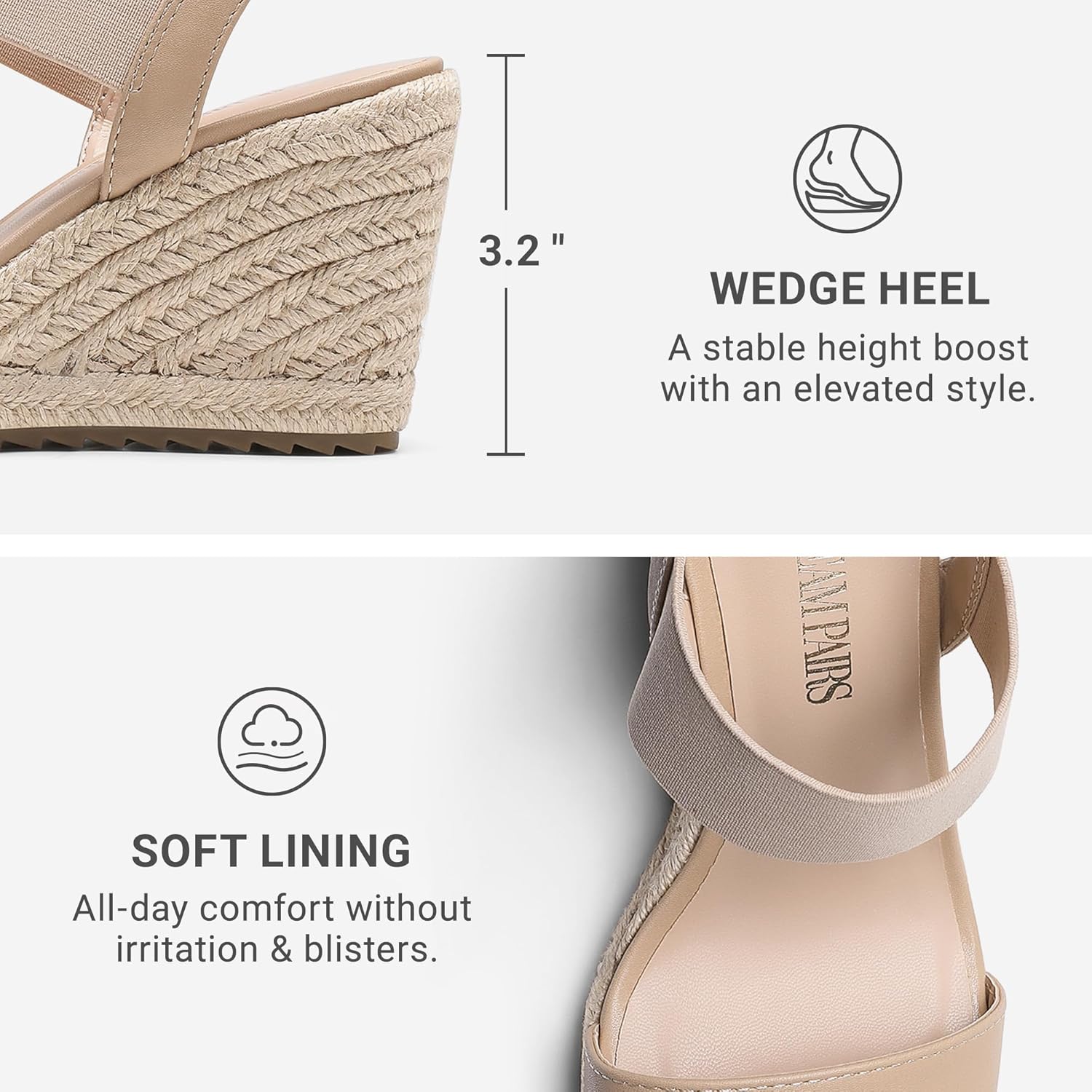 DREAM PAIRS Womens Open Toe Espadrilles Dressy Platform Sandals Slip on Elastic Ankle Strap Wedges Sandals - Image 5