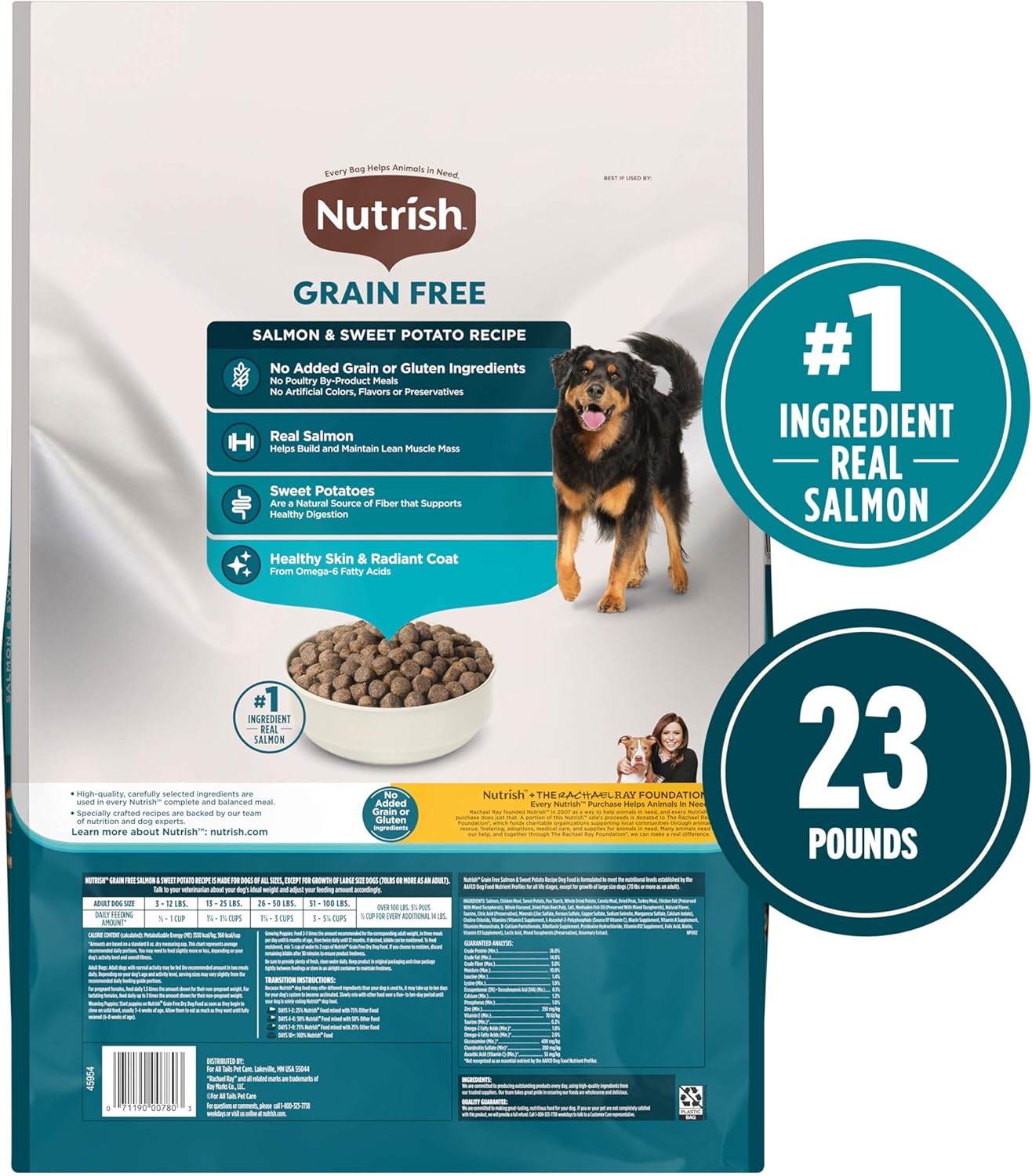 Nutrish Grain Free Dry Dog Food, Salmon & Sweet Potato Recipe, 23 lb. Bag (Rachael Ray) - Image 3