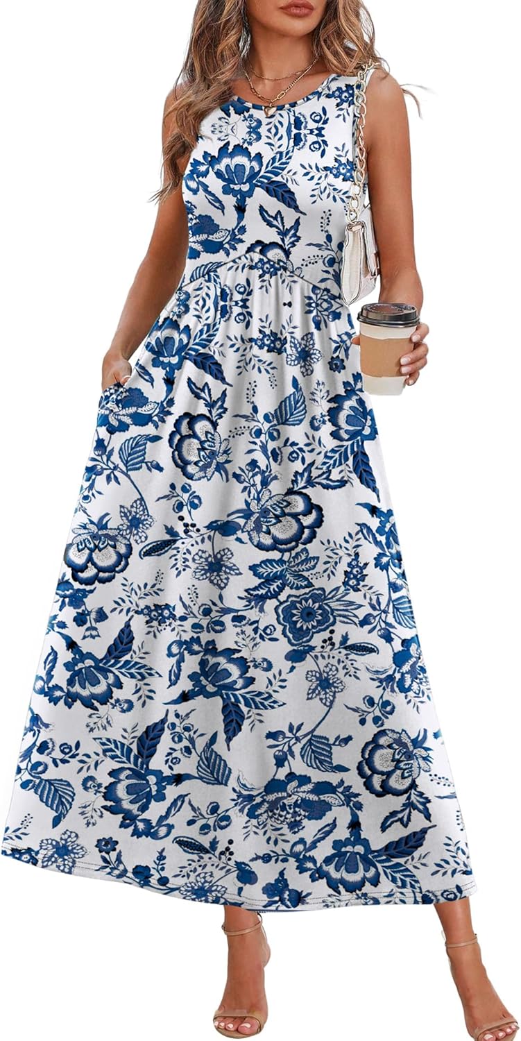 WIHOLL Summer Dresses Babydoll Maxi Dress Empire Waist Beach Vacation Sundresses 2026 with Pockets - Image 2