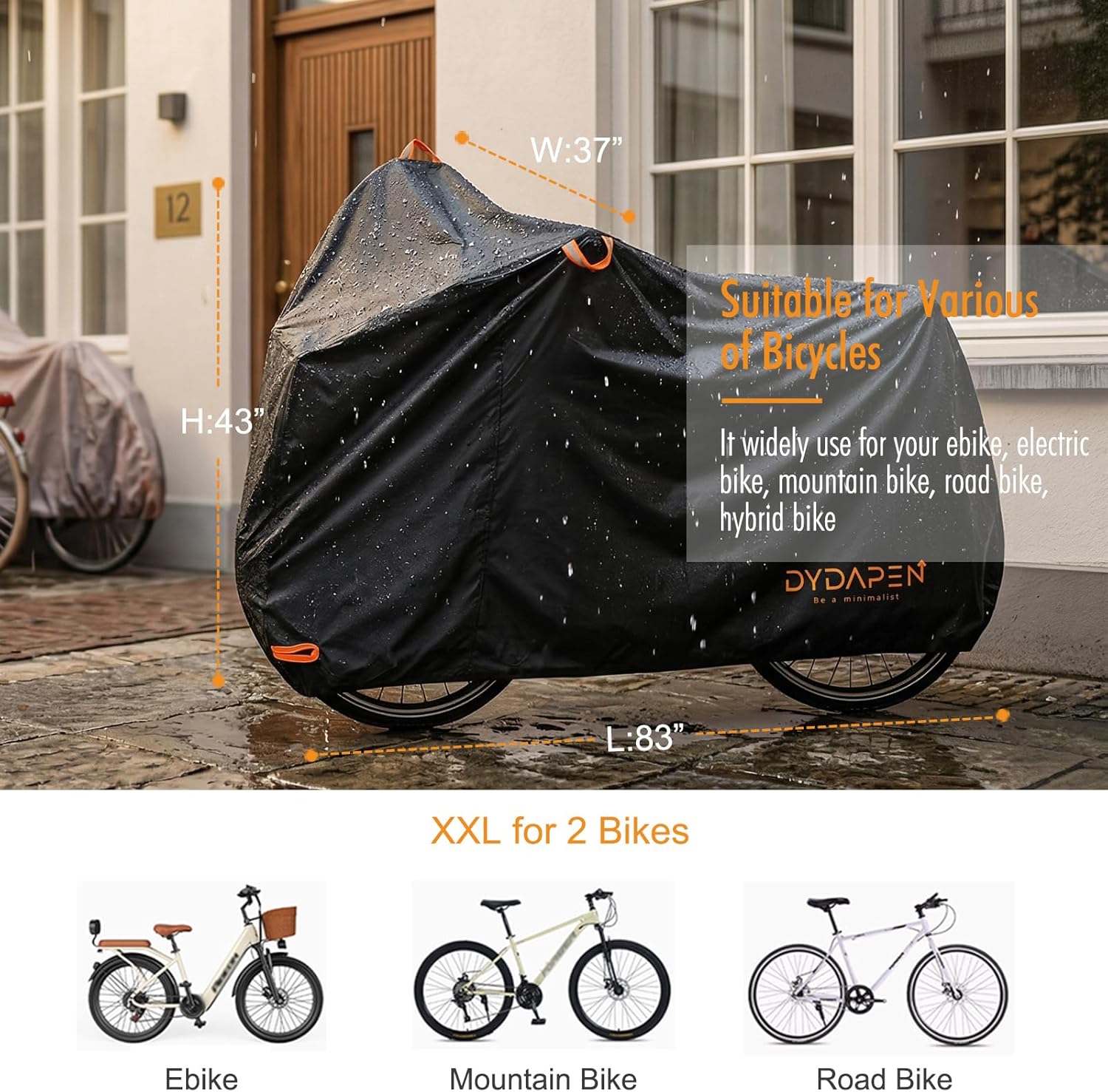 Bike Cover Waterproof Outdoor, Bicycle Cover Outdoor Storage Waterproof Protect from Rain Dust UV for Ebike Electric Bike Mountain Road Bike (XXL for 2 Bikes) - Image 4