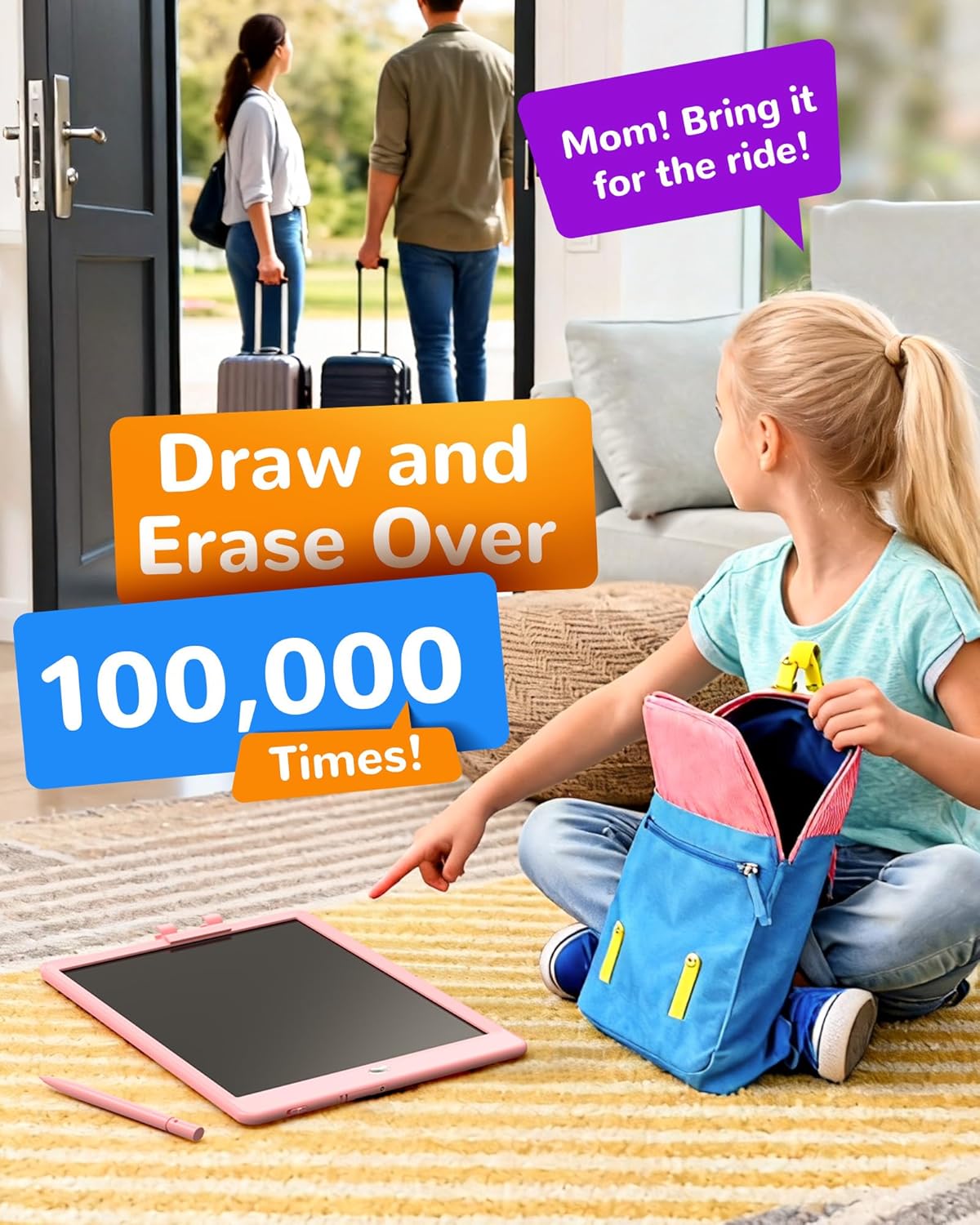 KOKODI LCD Writing Tablet,Gifts for 3 Years Old Boys and Girls,10 Inch Colorful Doodle Board Drawing Tablet, Erasable Reusable Electronic Drawing Pads, Educational and Learning Toy for Kids - Image 5