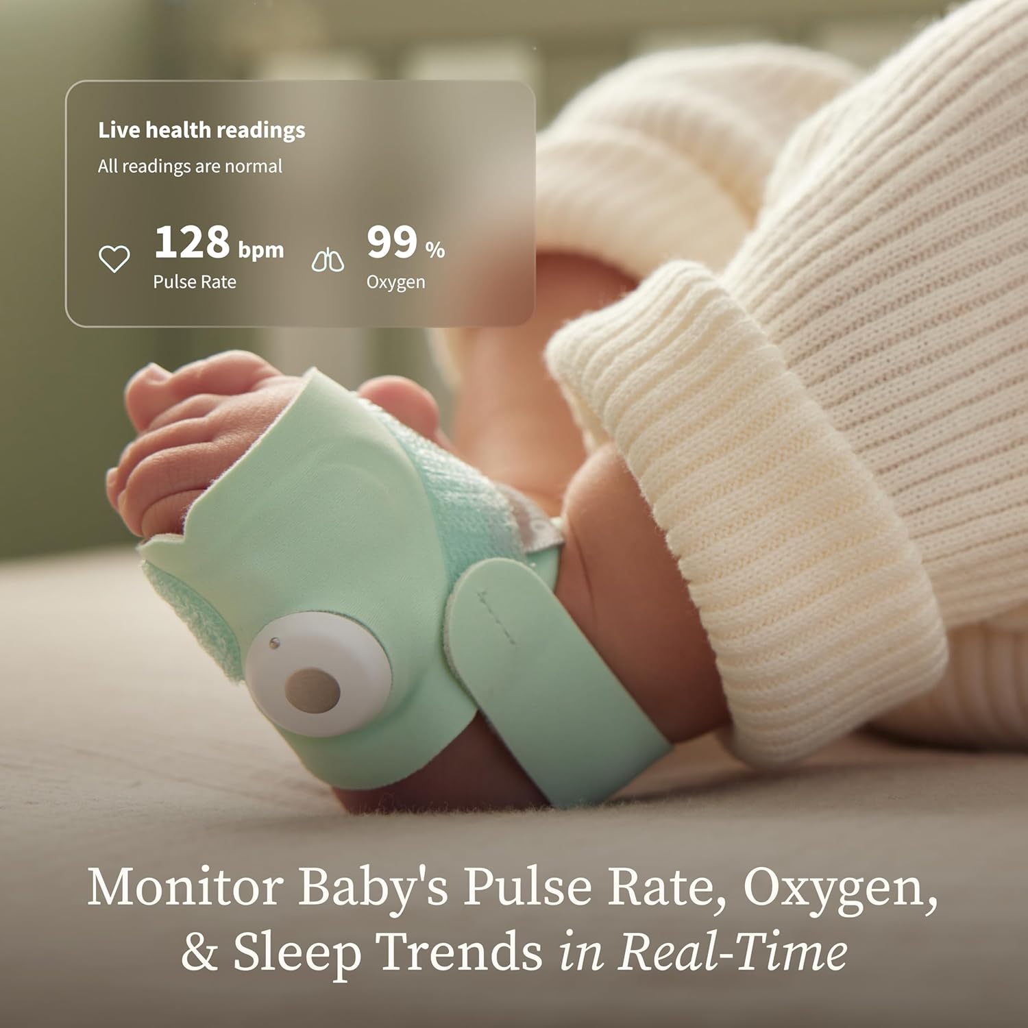 Owlet Dream Sock – Smart Wearable Baby Monitor, Infant SpO2 Monitor Tracks Heart Rate & Oxygen - Parents Receive Alerts, Sleep & Health Insights via App - Dusty Rose - Image 2