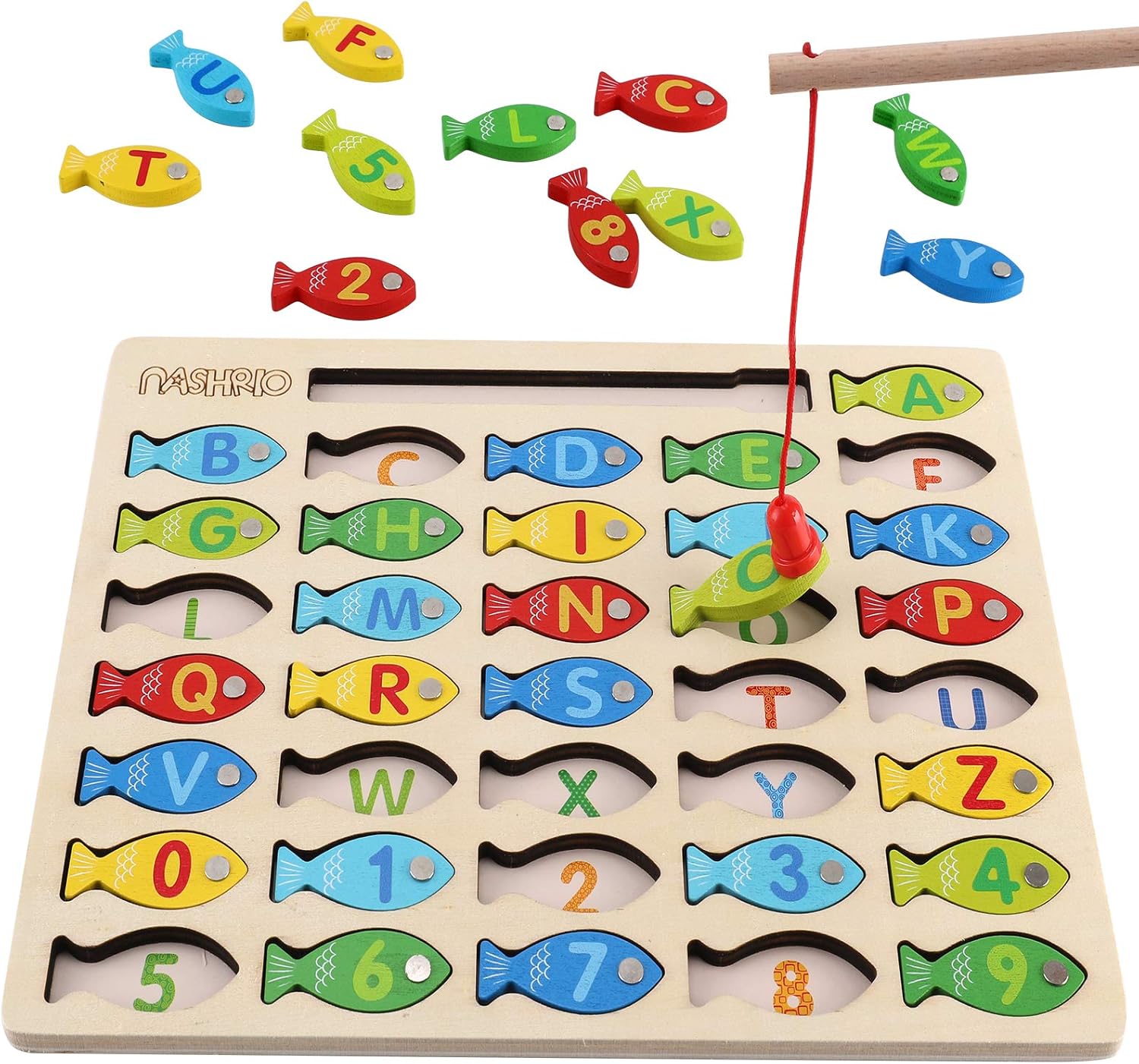 Magnetic Wooden Fishing Game Toy for Toddlers, Alphabet Fish Catching Counting Games Puzzle with Numbers and Letters, Preschool Learning ABC Math Educational Toys 3 4 5 Years Old Girl Boy Kids Magnetic Wooden Fishing Game Toy for Toddlers, Alphabet Fish Catching Counting Games Puzzle with Numbers and Letters, Preschool Learning ABC Math Educational Toys 3 4 5 Years Old Girl Boy Kids