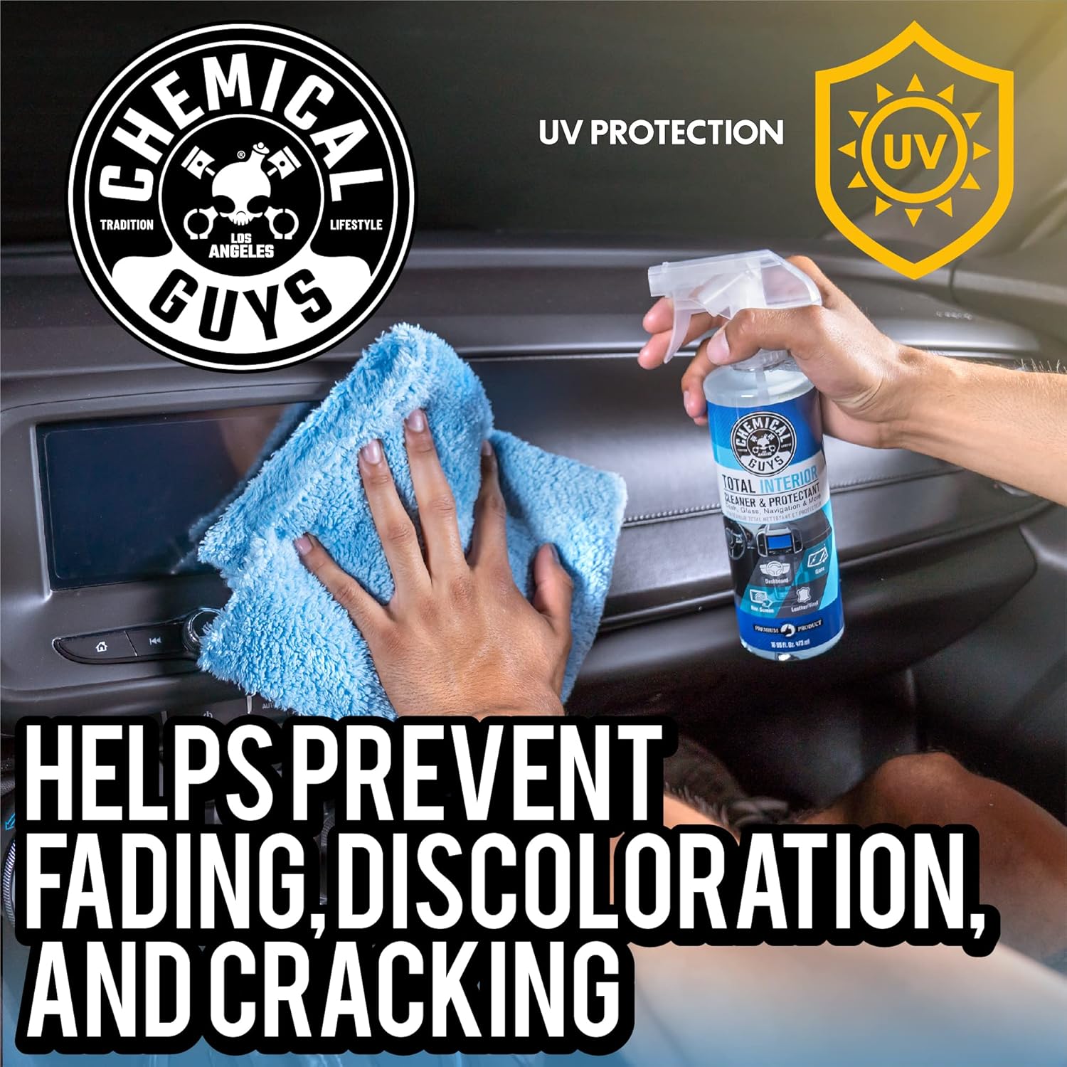 Chemical Guys Total Interior Cleaner & Protectant Interior Cleaner, Cleans & Protects Leather, Vinyl, Plastic, Rubber, Glass with a Streak-Free Finish — Cars, Trucks, SUVs, RVs, 16 oz - Image 7