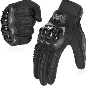 COFIT Motorcycle Gloves for Men and Women, Full Finger Touchscreen Motorbike Gloves for BMX ATV MTB Riding, Road Racing, Cycling, Climbing, Motocross – Black L