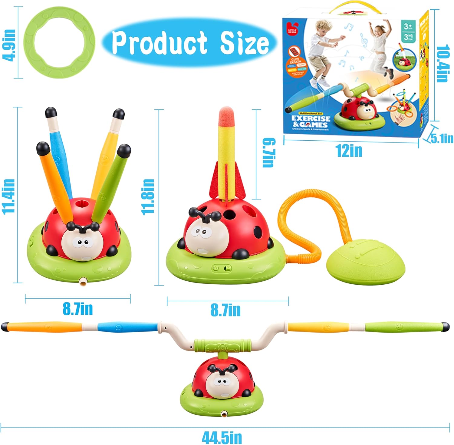 Engfa 3 in 1 Musical Jump, Toss Ring Game and Stomping Launch Rocket Launcher for Kids Toys for Girls Boys 3-5, Sports & Outdoors Toy for Ages 5-7 with Remote Control Outside Toys for Kids Ages 4-8 - Image 6