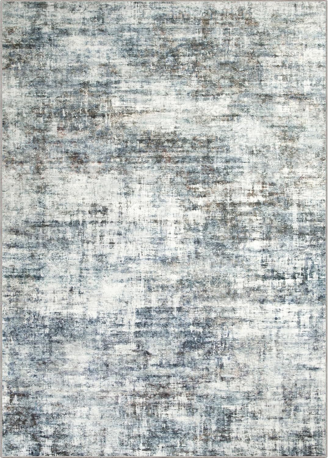 8x10 Area Rugs Washable Rug: Large Modern Abstract Living Room Rug Soft Anti-Skid Thin Carpet Indoor Floor Non-Shedding Carpets for Bedroom Dining Room Farmhouse Nursery Home Office Blue Multi - Image 8