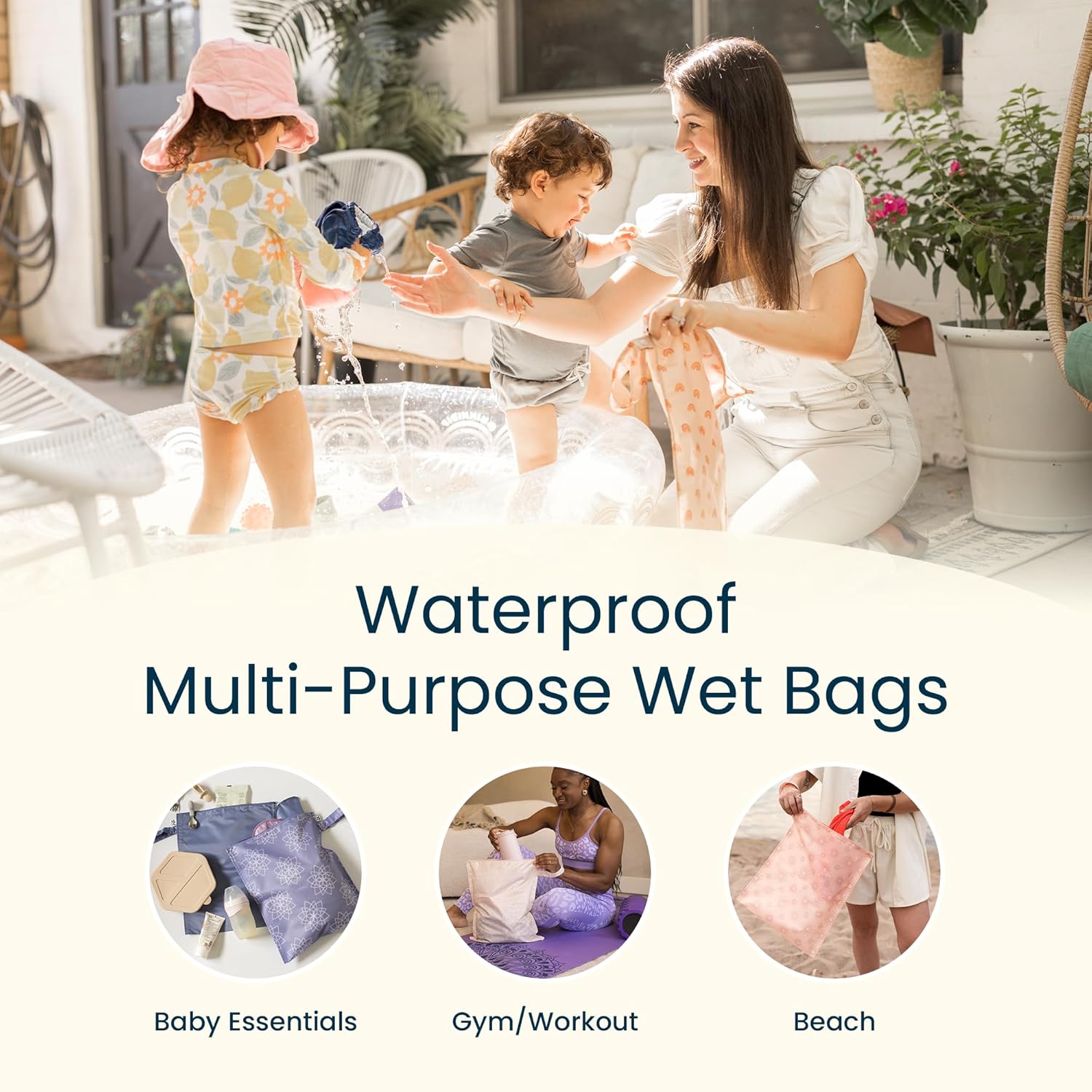 Tiny Twinkle Mess Proof Wet Bags | 2-Pack Reusable Waterproof Wet Bags for Swimsuits | Baby Clothes | Travel & Diaper Bag (Black, Green Checkers) - Image 7