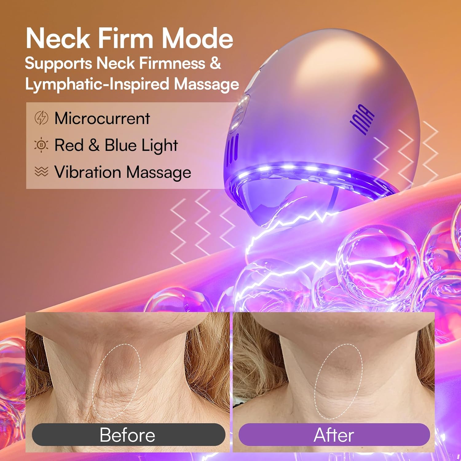 INIA 7-in-1 Red Light Therapy for Face and Neck Gua Sha Facial Massager Tool Device with Thermal and Cryo Mode for Puffiness & Firming Skincare Tool - Image 5