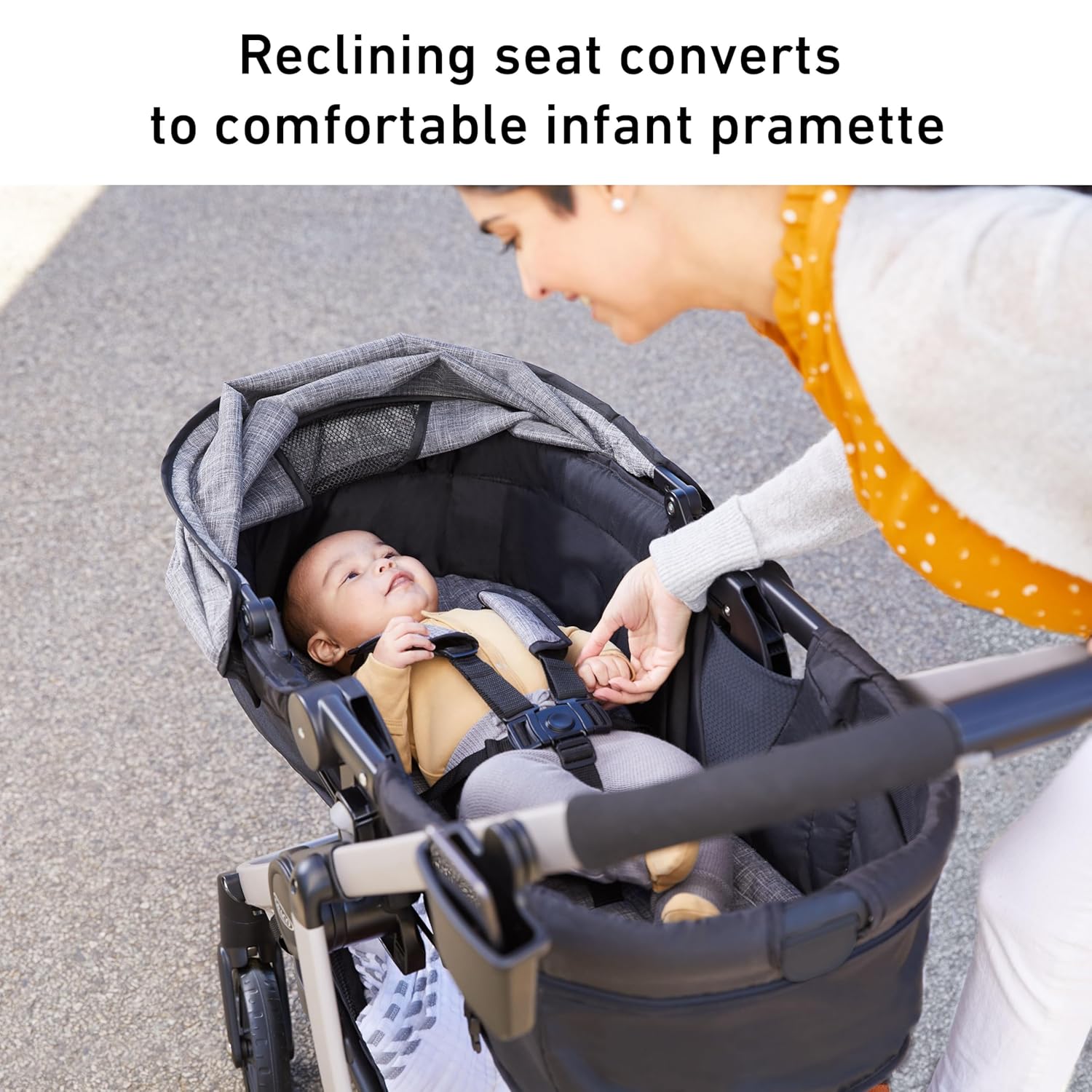 Graco Modes Pramette Travel System, Car Seat and Stroller Combo, Includes SnugRide LX Infant Car Seat and Baby Stroller, 3 Modes: Car Seat Carrier, Pramette, Toddler Stroller, Ellington - Image 2