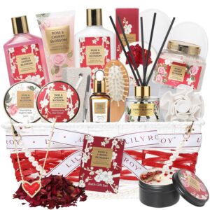Gifts for Women – Rose Spa Gift Basket for Women, Bath and Body Gift Basket Sets for Mom, Skin Care Set for Women | Spa Kit, Gifts for Christmas, Valentines Day, Birthday, Mother‘s Day