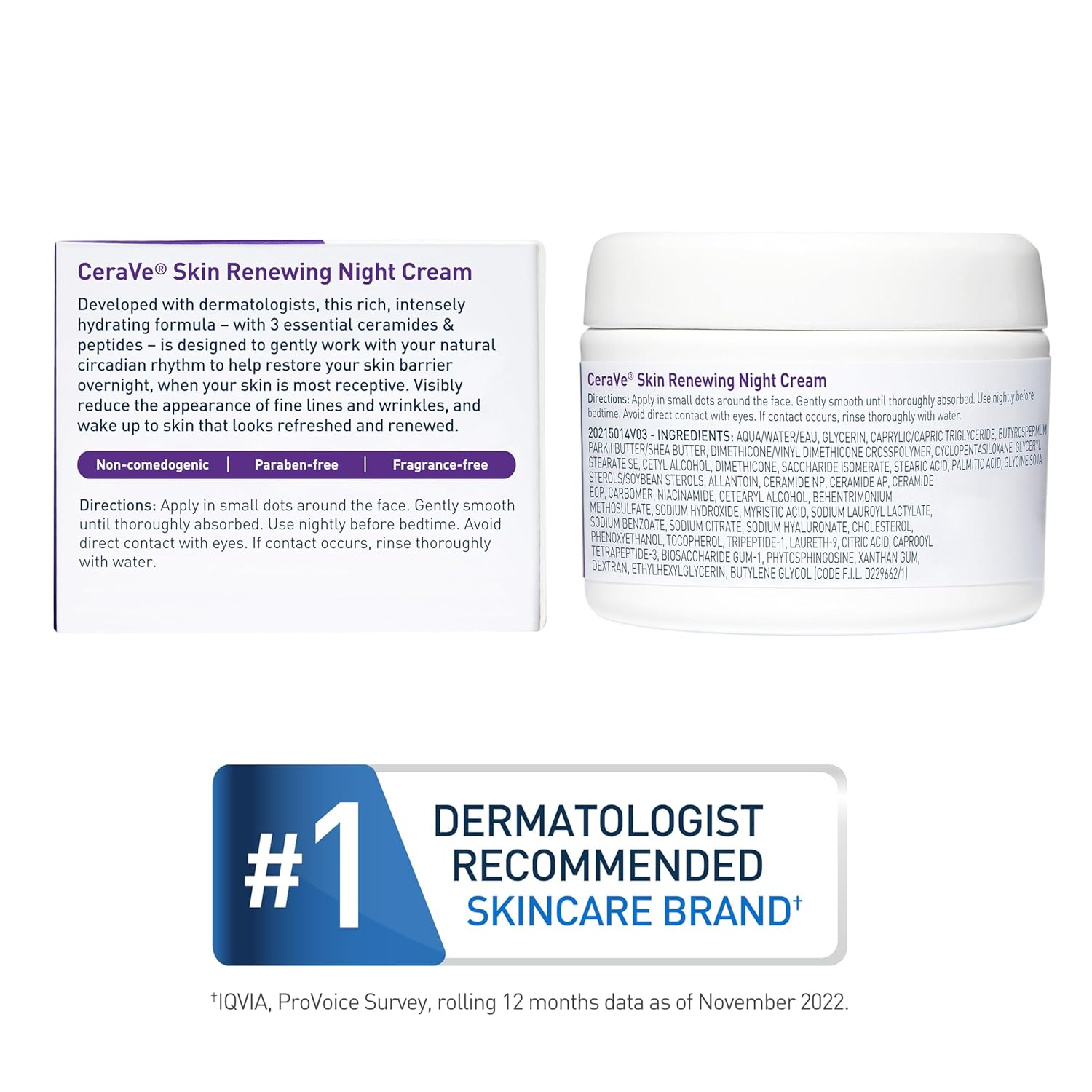 CeraVe Skin Renewing Night Cream, Niacinamide, Peptide Complex, and Hyaluronic Acid Moisturizer for Face, 1.7 Ounce - Image 5