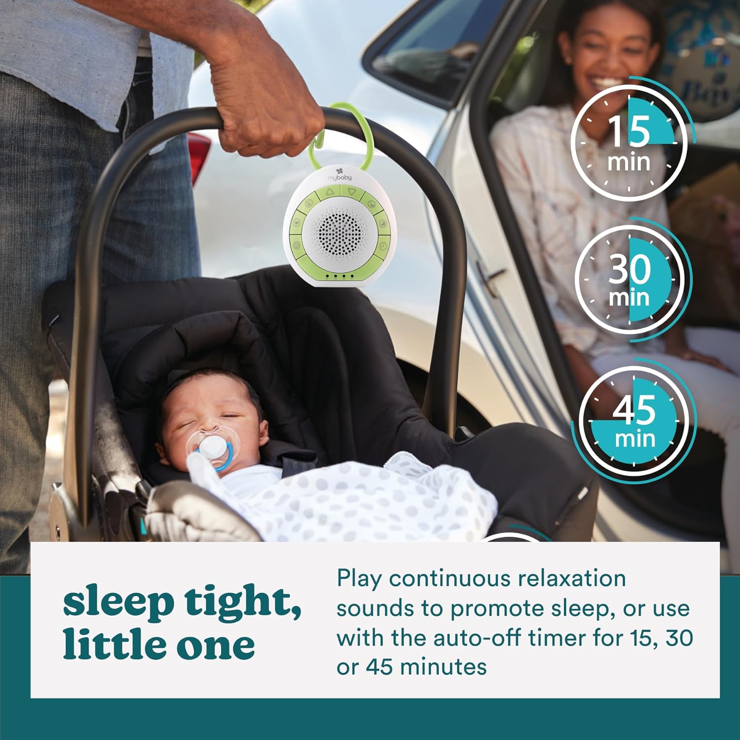 MyBaby Sound Machine, White Noise for Baby, Travel, Nursery and On The Go, 4 Soothing Sounds, Integrated Clip, Small and Lightweight, Great for Registry Gift - Image 5