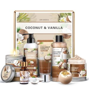 Gifts for Women, Birthday Gifts for Women, Bath and Body Gifts Set, Vanilla Coconut Spa Gift for Self Care,Thank you Relaxing Bath Sets for Mom, Grandma, Girlfriend, Sister, Friends