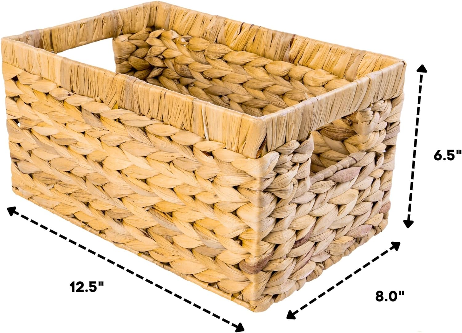 M4DECOR Set of 6 Water Hyacinth Storage Baskets – Wicker Storage Baskets for Shelves, Pantry Baskets for Organizing, Handwoven Wicker Baskets for Storage (Medium) - Image 2