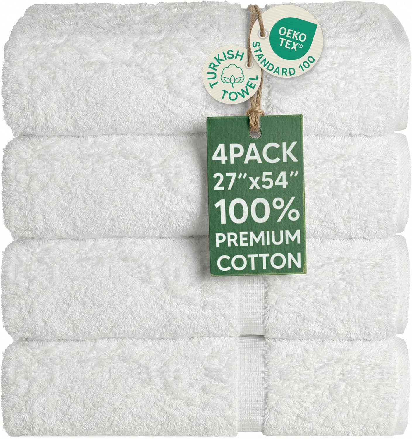 Chakir Turkish Linens 4 Piece Bath Towel Set, 100% Cotton Luxury Turkish Towels for Bathroom, Soft Absorbent Bath Towels, 27 x 54 Inches, White Chakir Turkish Linens 4 Piece Bath Towel Set, 100% Cotton Luxury Turkish Towels for Bathroom, Soft Absorbent Bath Towels, 27 x 54 Inches, White