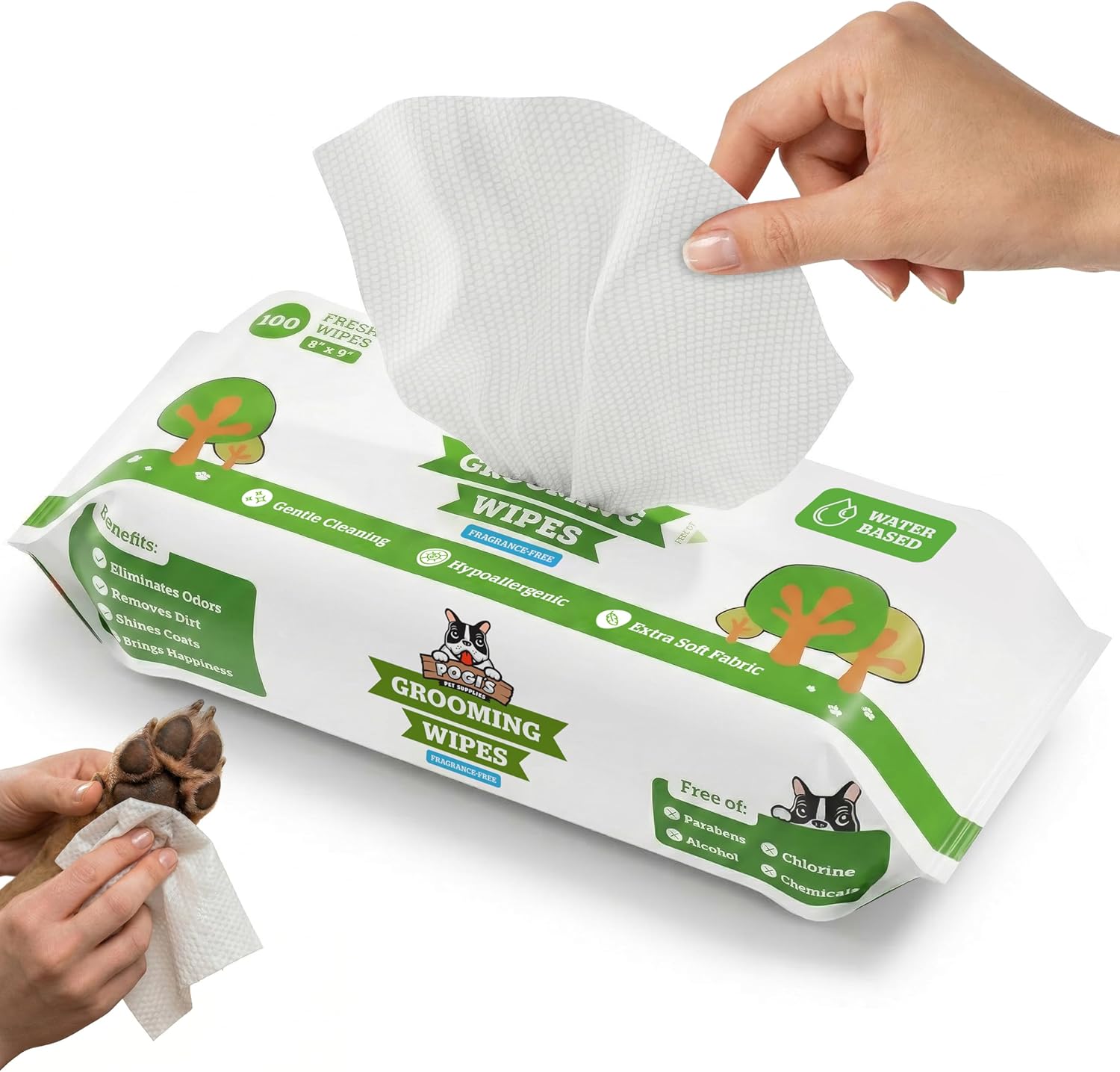 Pogi’s Dog Grooming Wipes – Hypoallergenic Pet Wipes for Paws, Body & Butt – Cleaning & Hydrating, Fragrance Free, 100 Count Pogi’s Dog Grooming Wipes – Hypoallergenic Pet Wipes for Paws, Body & Butt – Cleaning & Hydrating, Fragrance Free, 100 Count