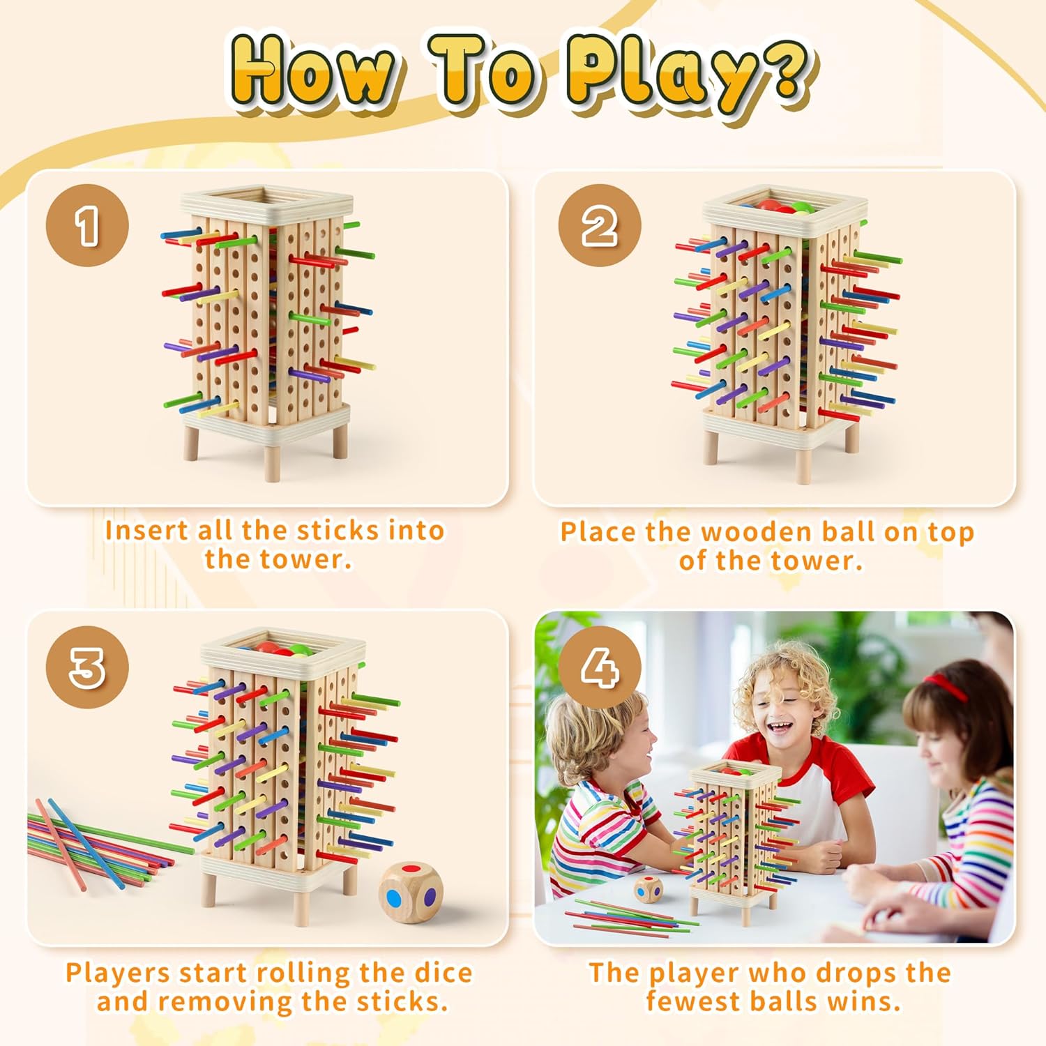 Montessori Game Wooden Board Game, Multiplayer for Kids 4-8, Math Educational, Fine Motor Skill Toy for Girls Boys, Classic Fun Games for Age 3 4 5 6 7 8 Girls Boys Gifts - Image 4